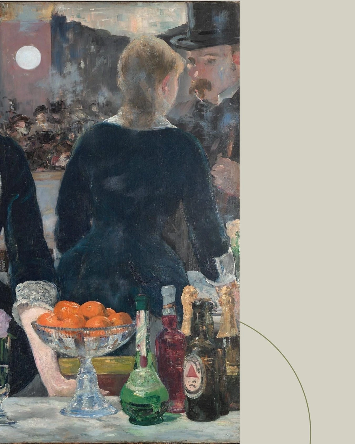 Наша любимая рубрика — история одной картины. «Бар в Фоли-Бержер» Эдуарда Мане. 
Для начала, давайте ещё раз посмотрим на картину. Что мы видим? Конечно, первой нам бросается в глаза девушка | Сетка — социальная сеть от hh.ru