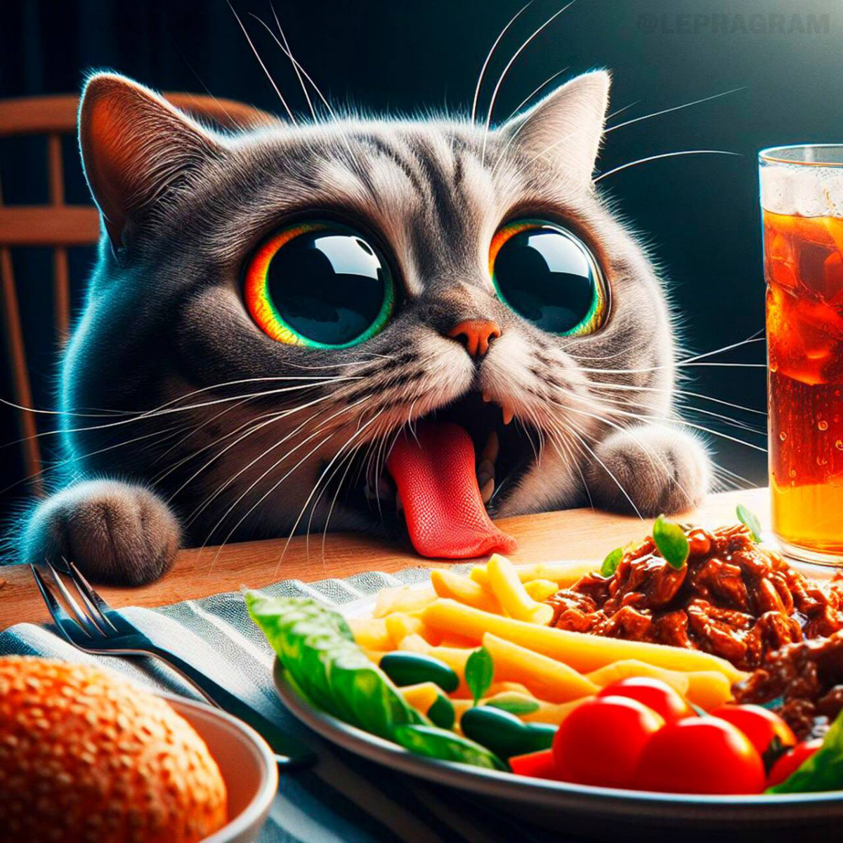 #Нейросеть #DALL-E3 попросили сгенерировать голодного котика, каждый раз делая его всё голоднее и голоднее 🐈 
и все равно милее существа не найти 😻 | Сетка — социальная сеть от hh.ru