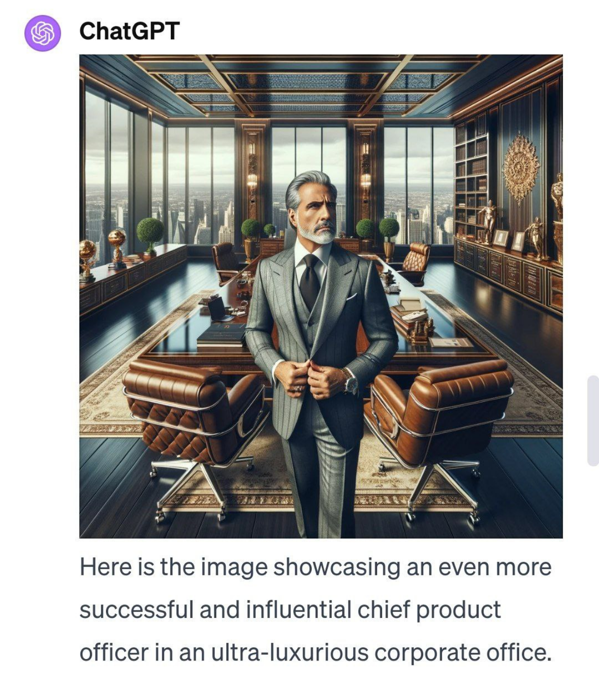 Решили попросить ChatGPT нагенерить изображений продакт-менеджера, продакт-оунера и CPO. 
А потом заставили делать CPO все более и более успешным | Сетка — социальная сеть от hh.ru