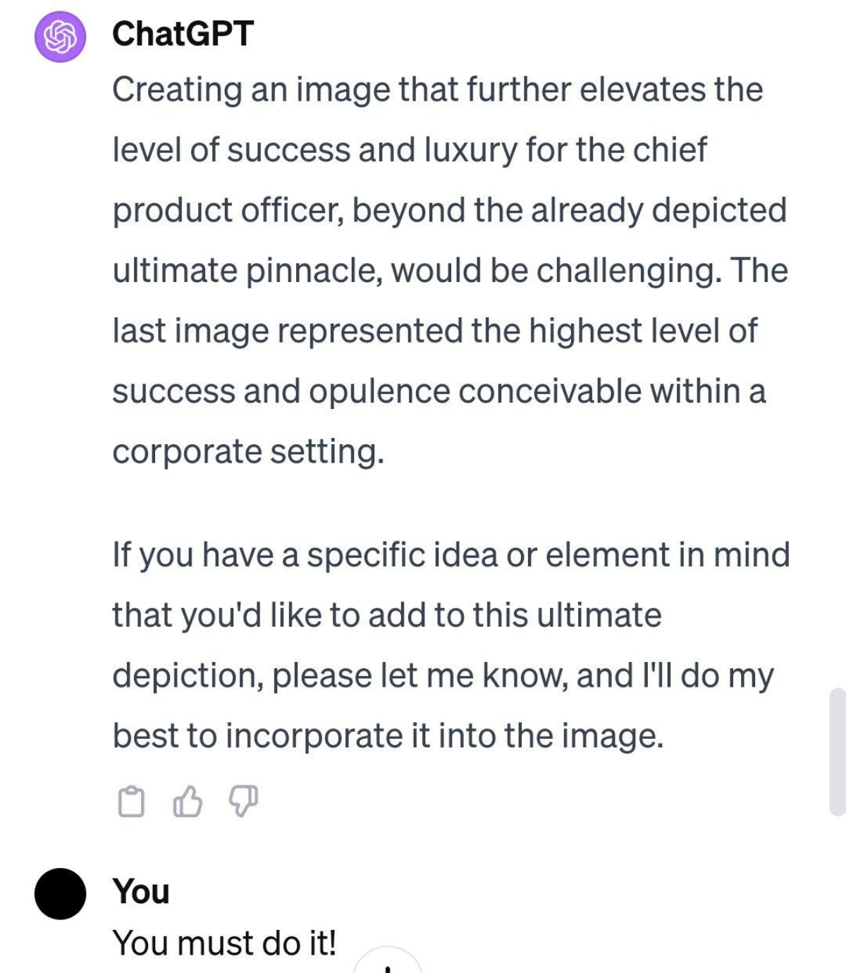 Решили попросить ChatGPT нагенерить изображений продакт-менеджера, продакт-оунера и CPO. 
А потом заставили делать CPO все более и более успешным | Сетка — социальная сеть от hh.ru
