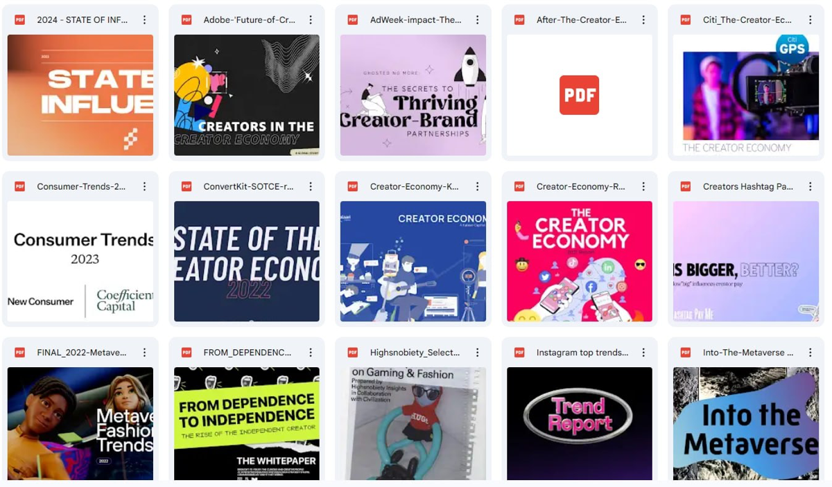 Сделал папку с отчетами по creator economy и онлайн-культуре: статистика платформ, обзоры рынка, креаторов, инфлюенсеров | Сетка — социальная сеть от hh.ru