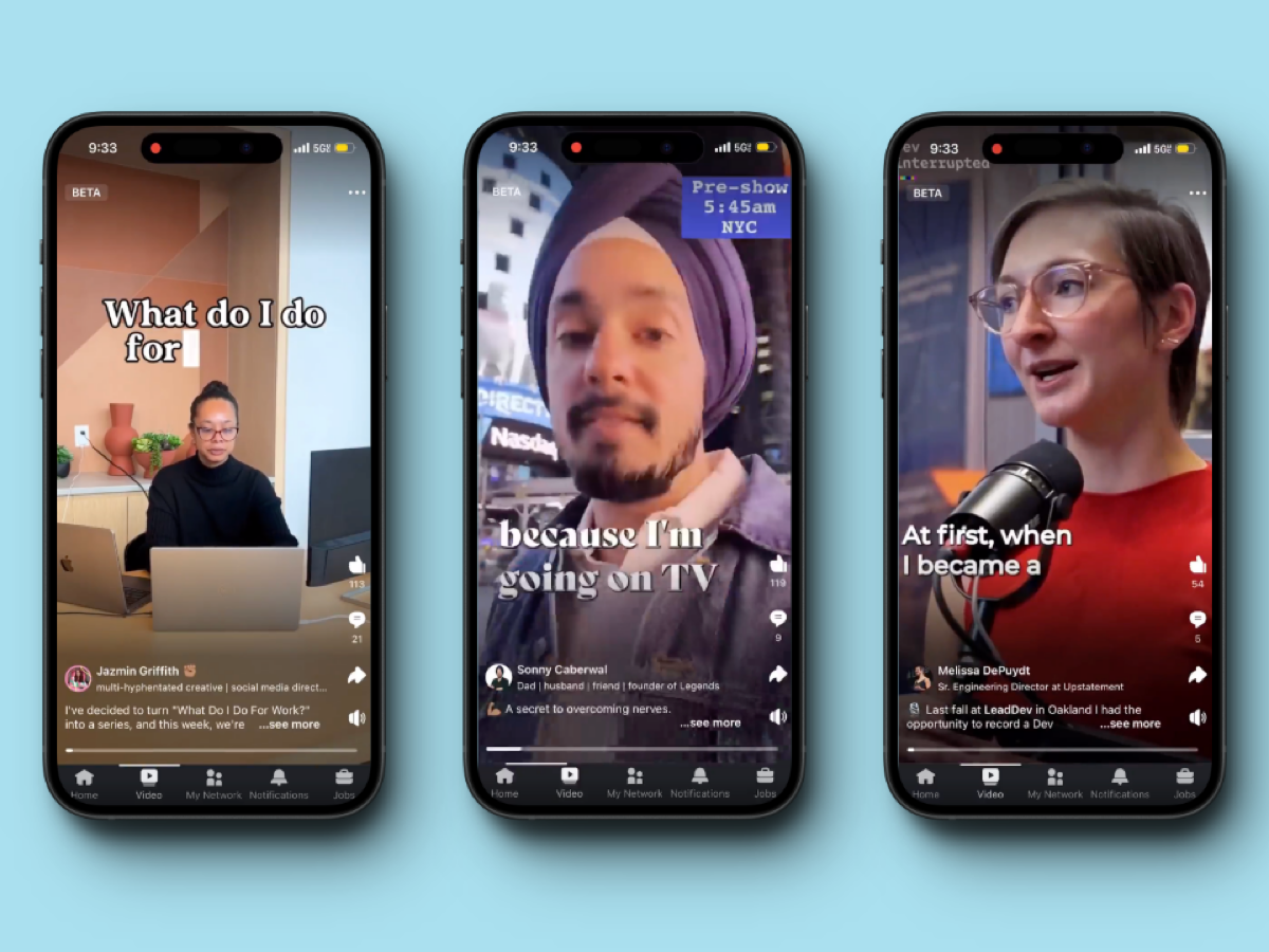 Ну что, короткие видео теперь и в Линкедине — на днях коллега заметил новую кнопку, которая перемещает вас в отдельный фид аля-ТикТок. Большинство видео там, само собой, на рабочие и бизнесовые темы | Сетка — социальная сеть от hh.ru