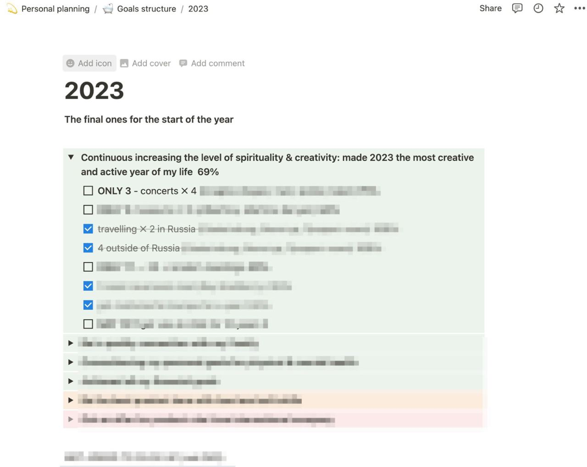 За последние 7+ лет я регулярно ставил себе цели в различных аспектах жизни, эволюционируя от прописывания целей в майндмэпе в Miro до использования методики OKR (Objective & Key Results) | Сетка — социальная сеть от hh.ru