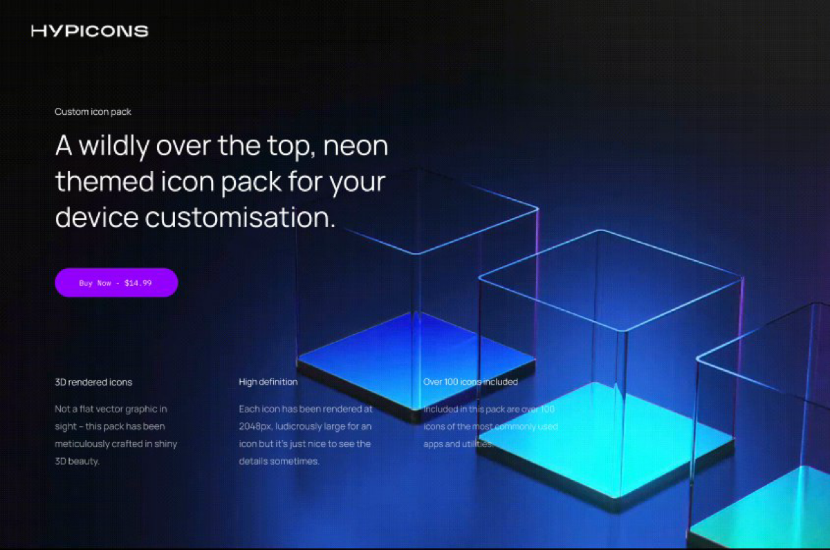 ​​Hypicons
Жанр: Целевая страница, продающая набор 3D неоновых иконок
Формат: #figma
Ссылка: https://www.figma.com/file/eB1B548GYQ9wNcr1bDWiPd/Hypicons?node-id=0%3A1 | Сетка — социальная сеть от hh.ru