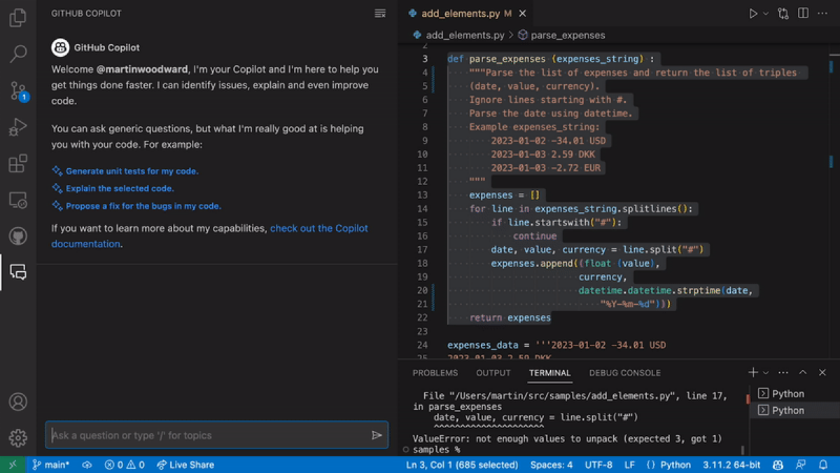 Забавная особенность GitHub Copilot в VS Code | Сетка — социальная сеть от hh.ru