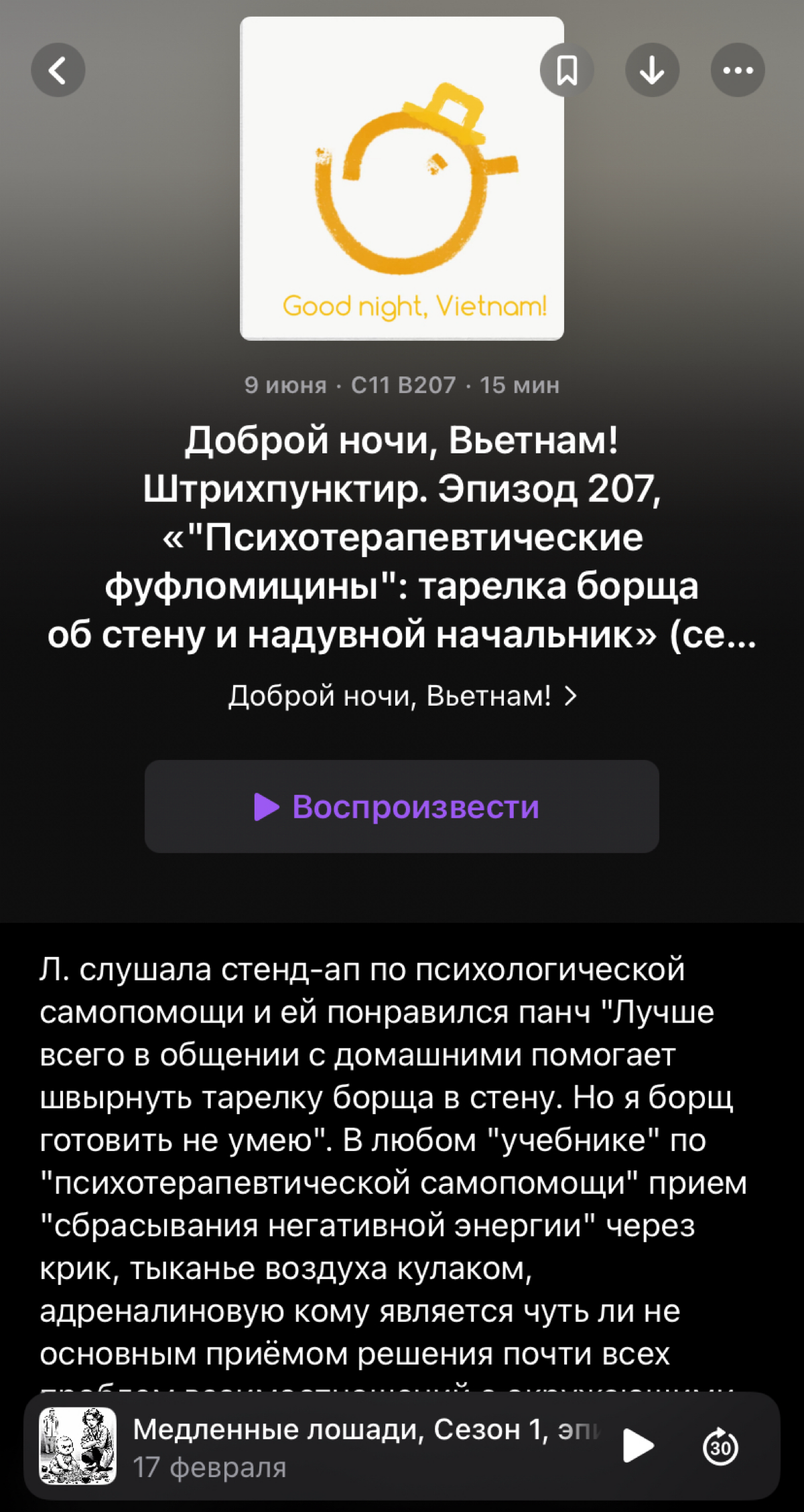 15 минут про «психотерапевтический фуфломицин» https://apple.co/3VCnAGk | Сетка — социальная сеть от hh.ru