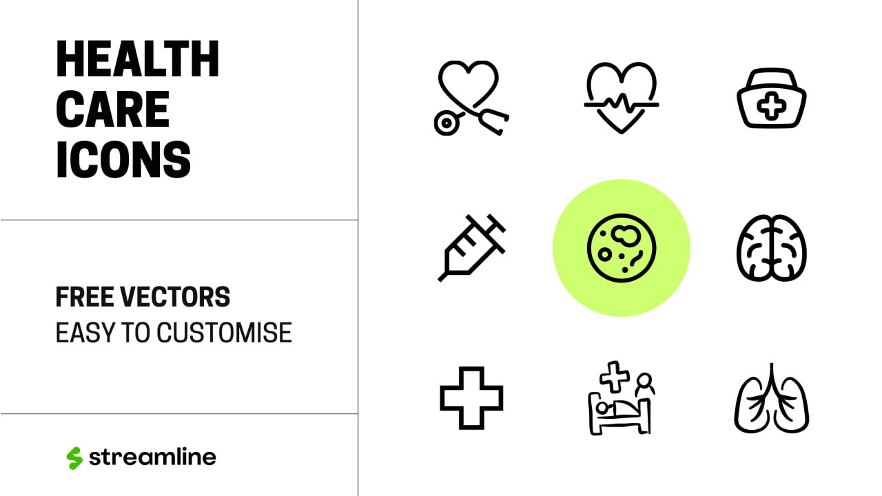 #иконки #ресурсы #дизайн #figma
Healthcare Line Icons
Коллекция векторных иконок на темы здоровья и медицины. В наборе 4 сета в разных стилях, но все аккуратные и минималистичные | Сетка — социальная сеть от hh.ru