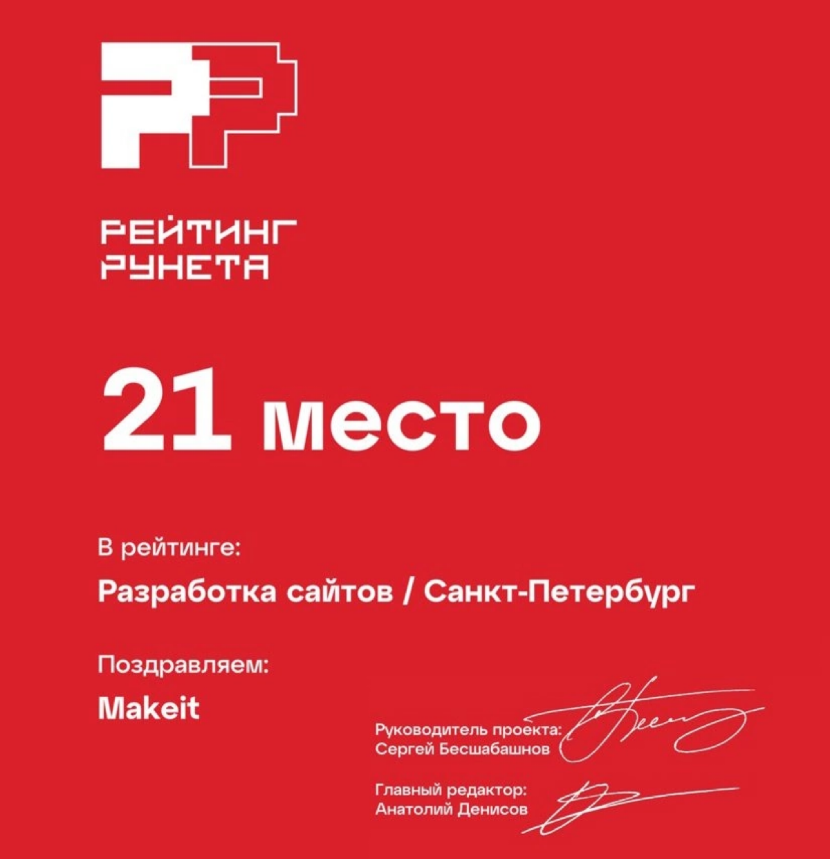 Makeit в Рейтинге рунета | Сетка — социальная сеть от hh.ru