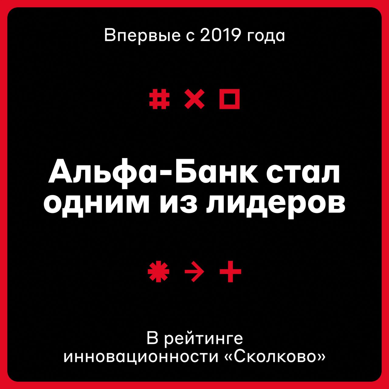 Нас переполняет радость 😍
А причина в том, что Альфа-Банк впервые с 2019 года стал одним из лидеров в рейтинге инновационности «Сколково» | Сетка — социальная сеть от hh.ru