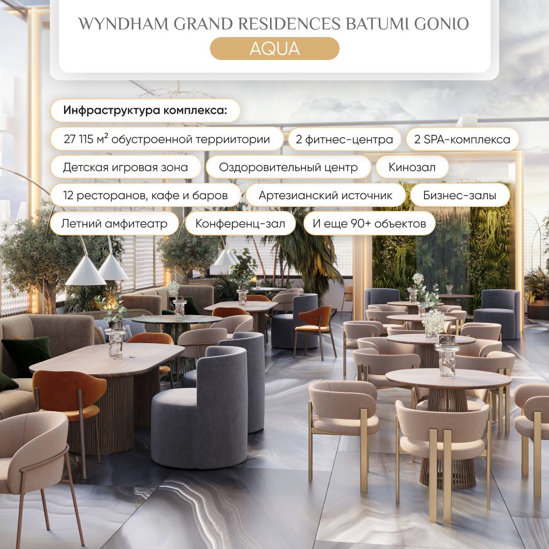 🌊 Wyndham Grand Residences Batumi Gonio Aqua – уникальный отельный комплекс с премиальными резиденциями и инфраструктурой от крупнейшей отдельной сети.
⚒️ Срок сдачи – март 2025 года | Сетка — социальная сеть от hh.ru