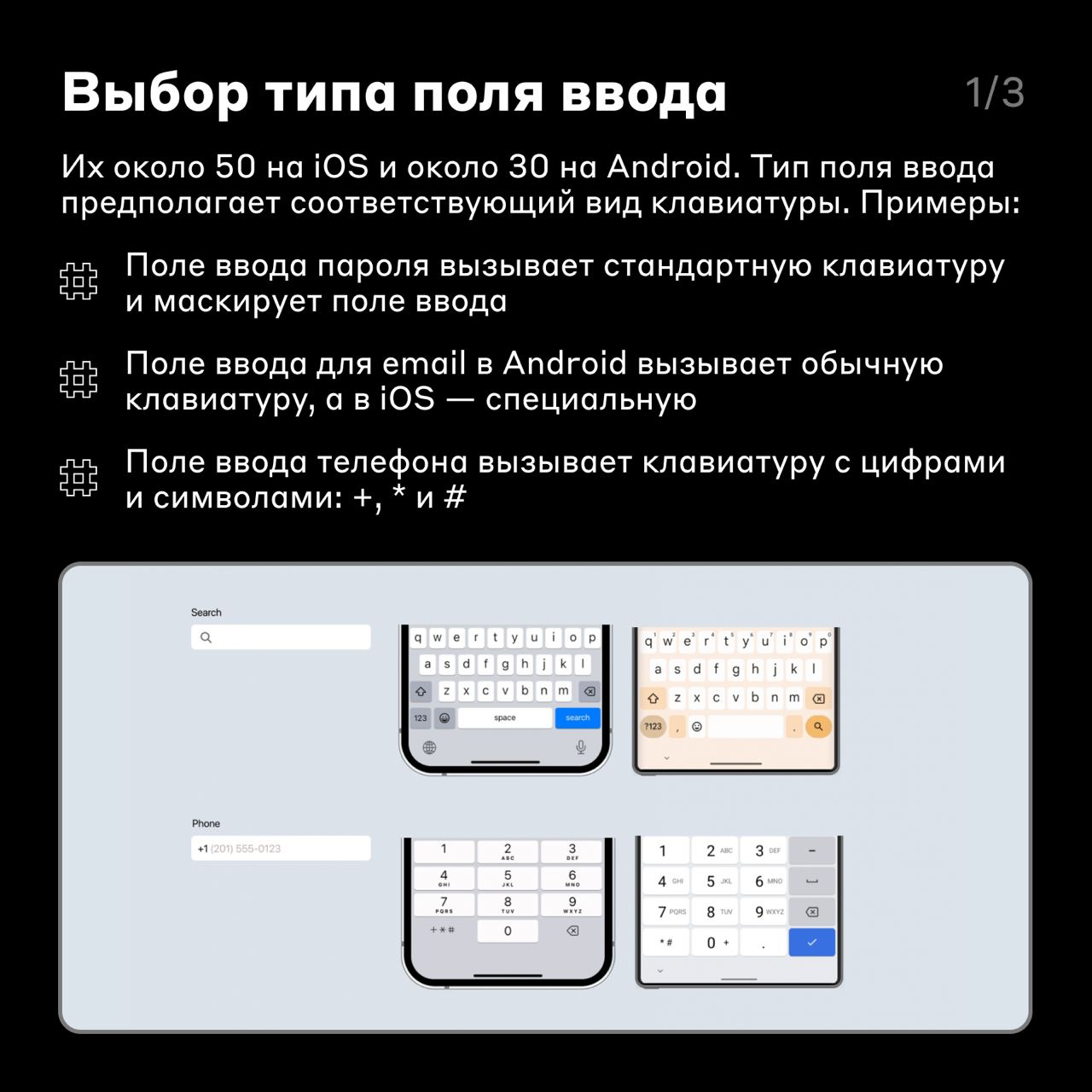 Полезно знать дизайнеру ✍️
Правильное использование клавиатур — важная часть проектирования пользовательского опыта | Сетка — социальная сеть от hh.ru