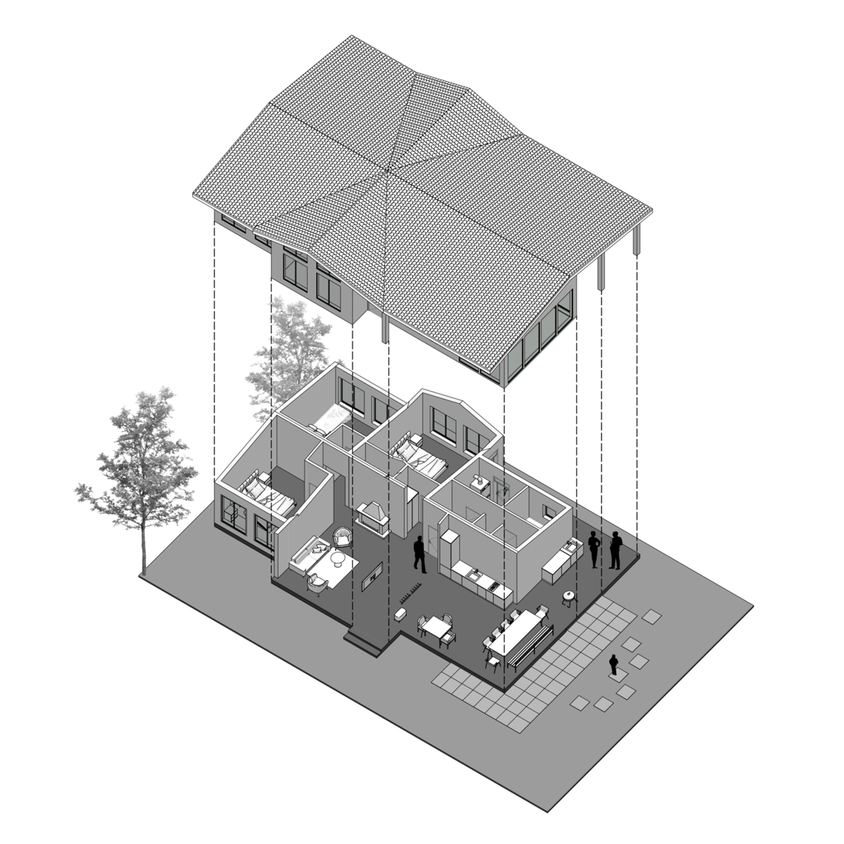 дизайн фасадов одноэтажного жилого дома на летнее время 
#архитектор #дизайнфасадов #чертежи #визуализация #концепция | Сетка — социальная сеть от hh.ru