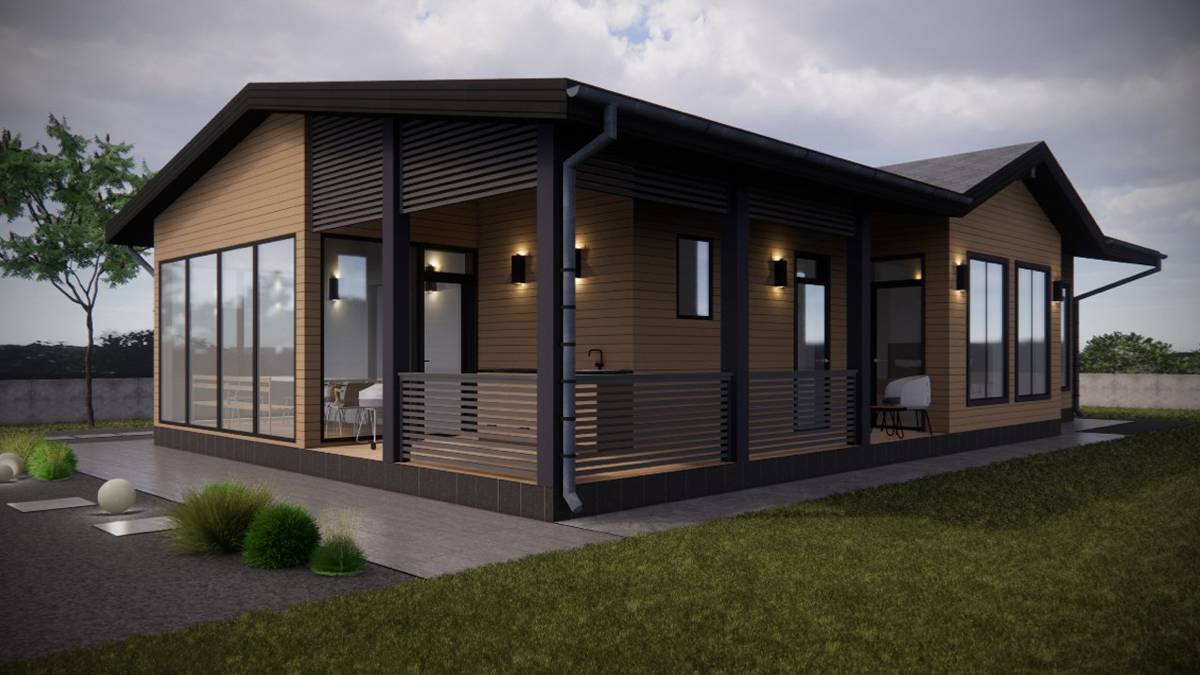 дизайн фасадов одноэтажного жилого дома на летнее время 
#архитектор #дизайнфасадов #чертежи #визуализация #концепция | Сетка — социальная сеть от hh.ru