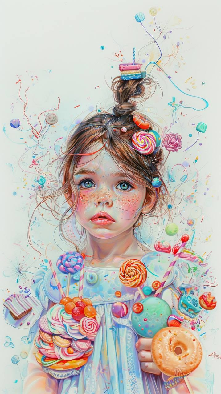 Сама себе художник 🎨
Посмотрите, какую милоту генерирует Midjourney за несколько секунд
👩‍🎨Promt:
Cute little girl with sweets, shining eyes, fantasy style, intricate details, realistic portrait drawi... | Сетка — социальная сеть от hh.ru
