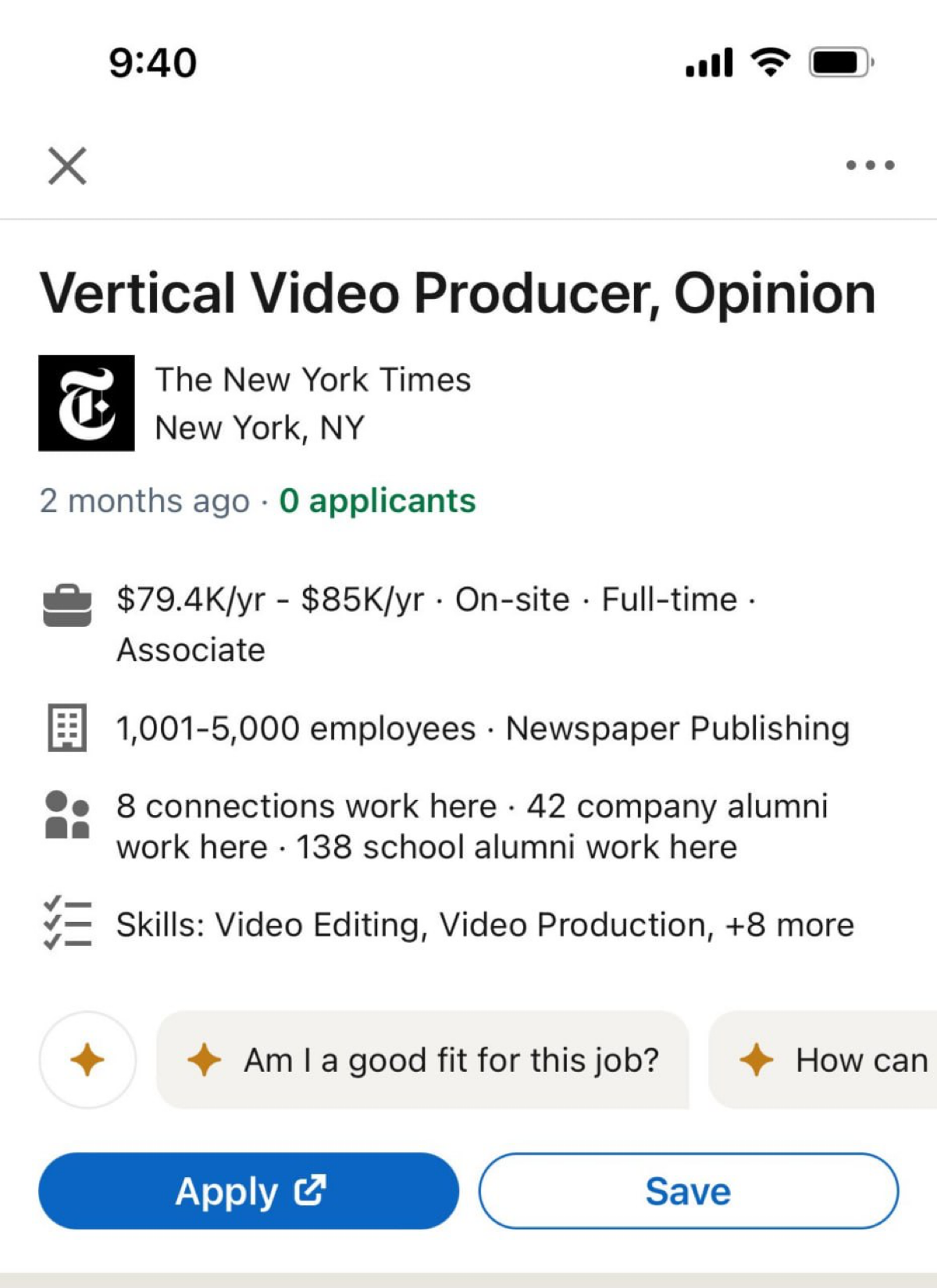New York Times ищет себе в команду «продюсера вертикальных видео» с зарплатой $85 тысяч в год или 7,4 млн рублей | Сетка — социальная сеть от hh.ru