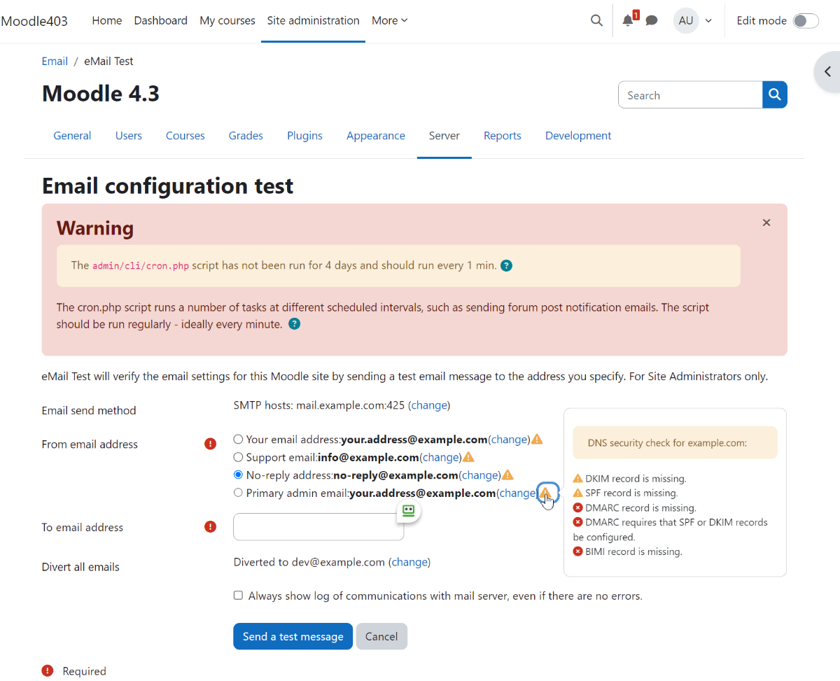 Плагин для проверки корректности настройки и отправки писем с сайта Moodle. Может вывести трассировку протокола отправки почты
https://moodle.org/plugins/localmailtest
#moodle | Сетка — социальная сеть от hh.ru