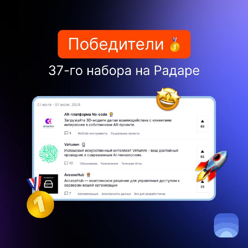 Победители прошлой недели на Радаре / 37 набор
🥇AR-платформа No-code
Загружайте 3D-модели делая взаимодействие c клиентами интереснее в собственном AR-проекте | Сетка — социальная сеть от hh.ru