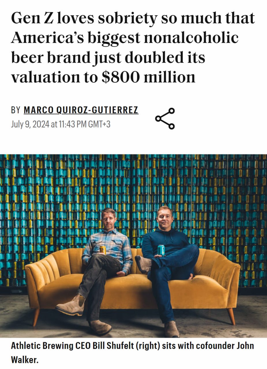 Стоимость американского производителя безалкогольного пива Athletic Brewing возросла вдвое благодаря непьющим зумерам | Сетка — социальная сеть от hh.ru
