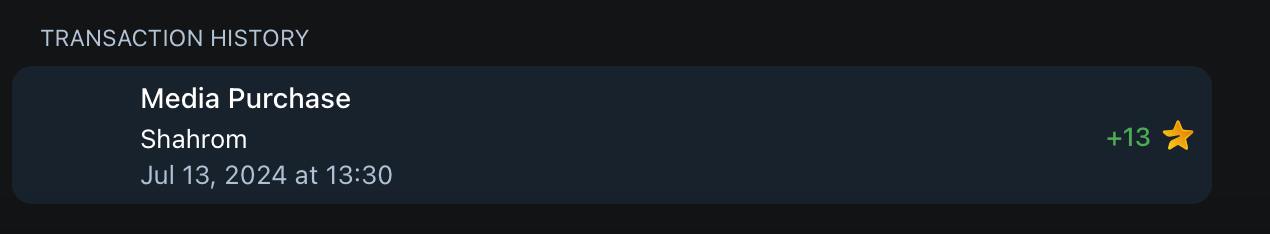 +13 ⭐️за просмотр 
Первая оплата за просмотр, которая равна ≈0,17$, прошла со стороны нашего подписчика Шахрома.
Вся история платежей и заработка доступна в настройках канала (Монетизация) | Сетка — социальная сеть от hh.ru