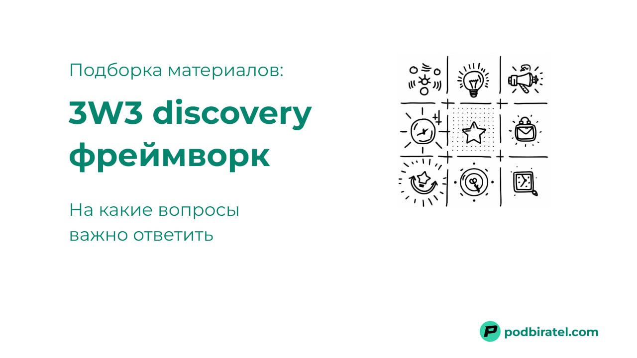 Discovery фреймворк, о котором вы скорее всего не слышали.
Называется он 3W3.
Смысл его в том, чтобы ответить на 9 вопросов о своем продукте | Сетка — социальная сеть от hh.ru