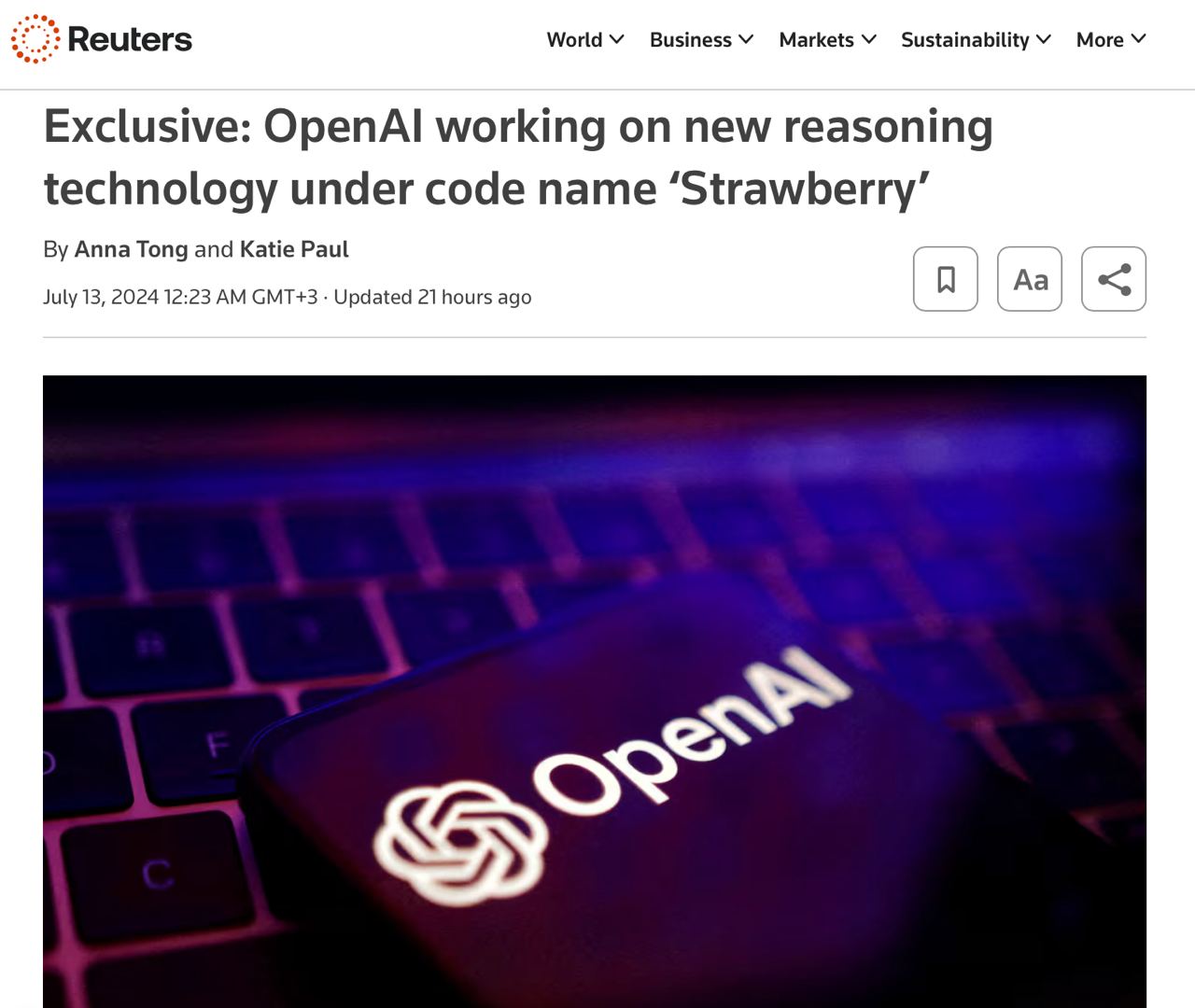 OpenAI разрабатывают ИИ под названием «Strawberry» | Сетка — социальная сеть от hh.ru
