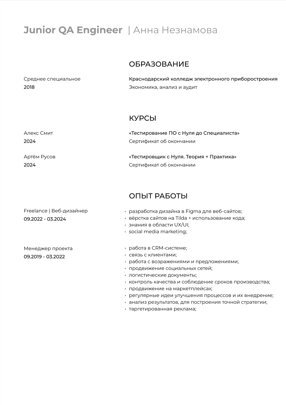 четкое резюме или нет, я вас спрашиваю!!
это нравится больше остальных и так лаконично получилось… (смотрю на первую версию и думаю, какой же заё*б это всё читать хаха)
решила, что буду тестировать, п... | Сетка — социальная сеть от hh.ru