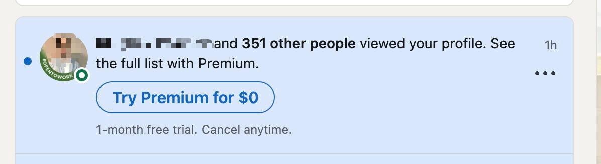 Кажется пора уже перейти на Premium Linkedin 😁 | Сетка — социальная сеть от hh.ru