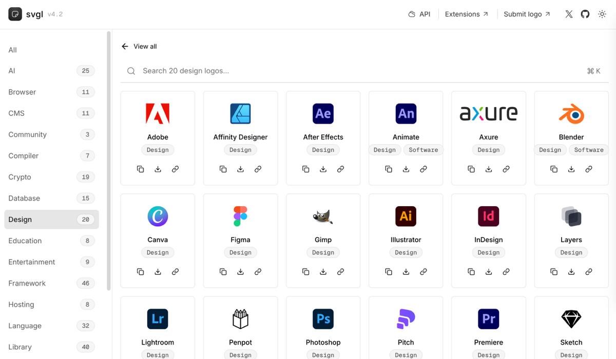 SVGL — библиотека логотипов брендов в SVG | Сетка — социальная сеть от hh.ru