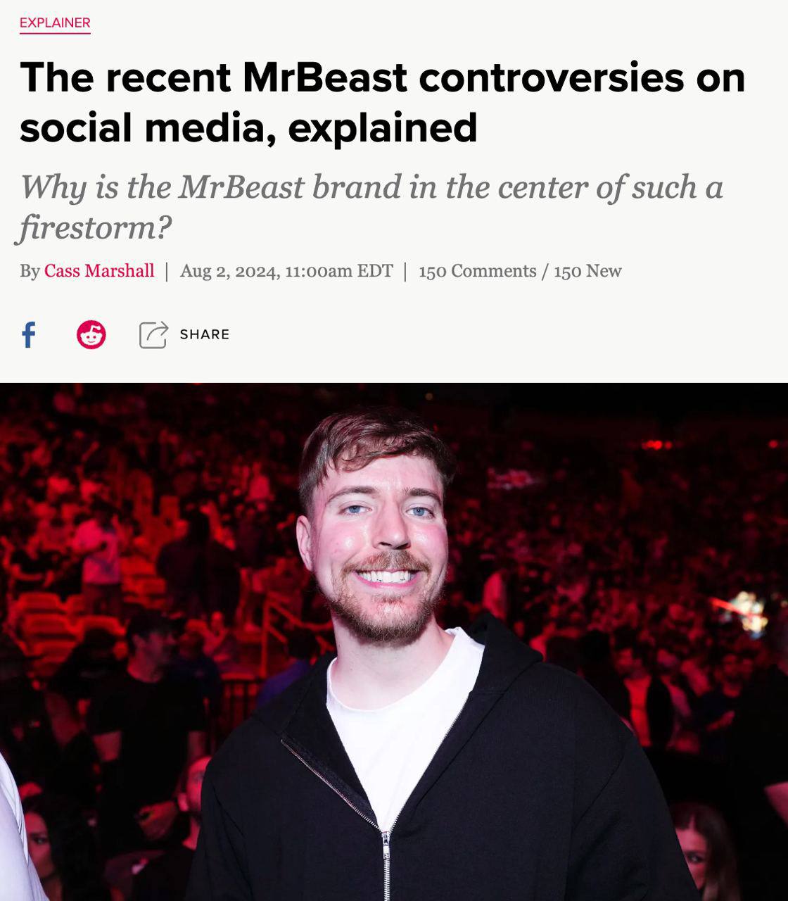 У MrBeast началась чёрная полоса: за последний месяц Джимми столкнулся с хейтом, обвинениями в подставных роликах и мошенничестве | Сетка — социальная сеть от hh.ru