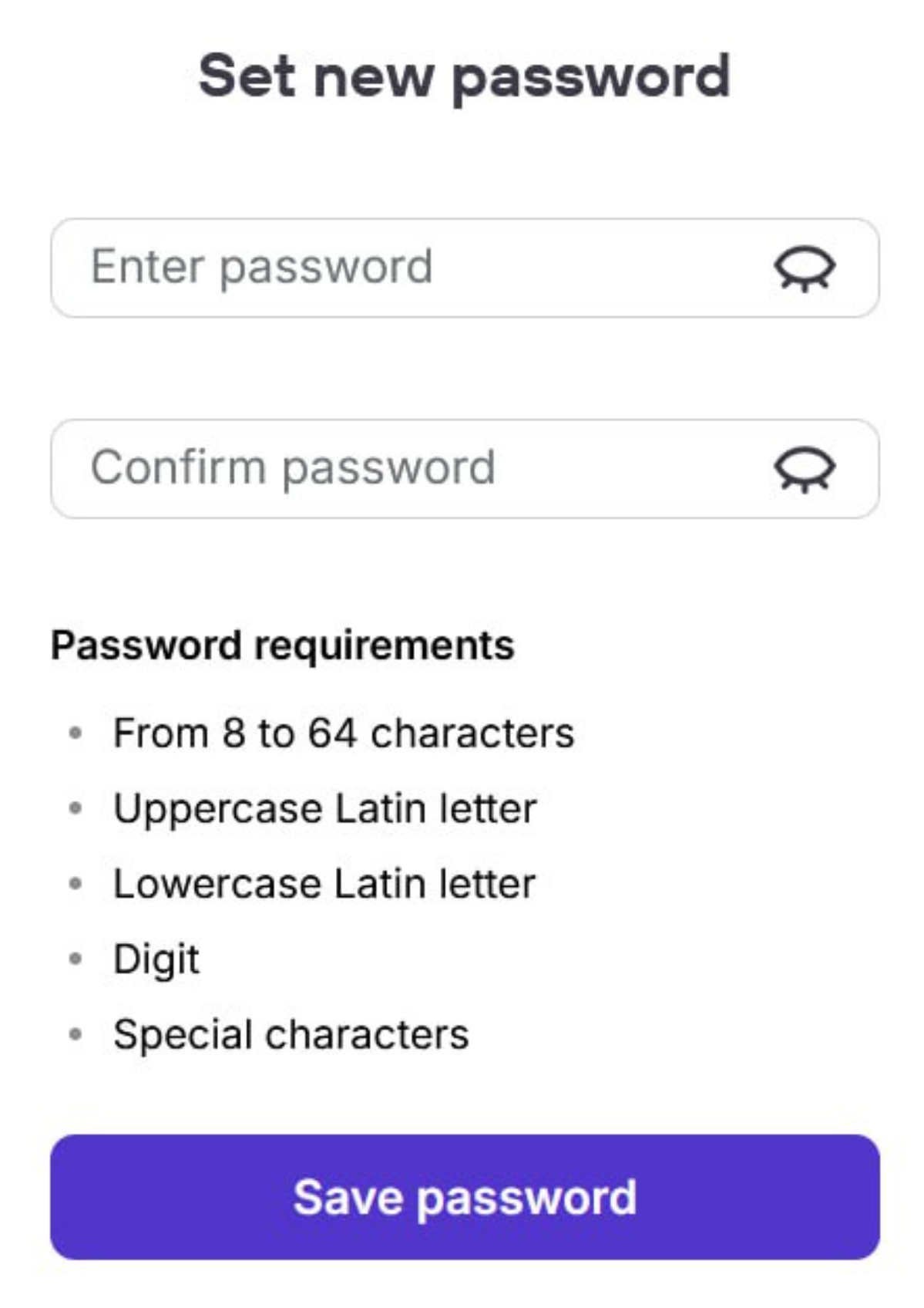 Интересная задачка для ux дизов.
Мы находимся в поле enter password. Куда нужно переместить фокус по нажатию на таб? И почему?
А. На глаз справа
Б. На поле Confirm password | Сетка — социальная сеть от hh.ru