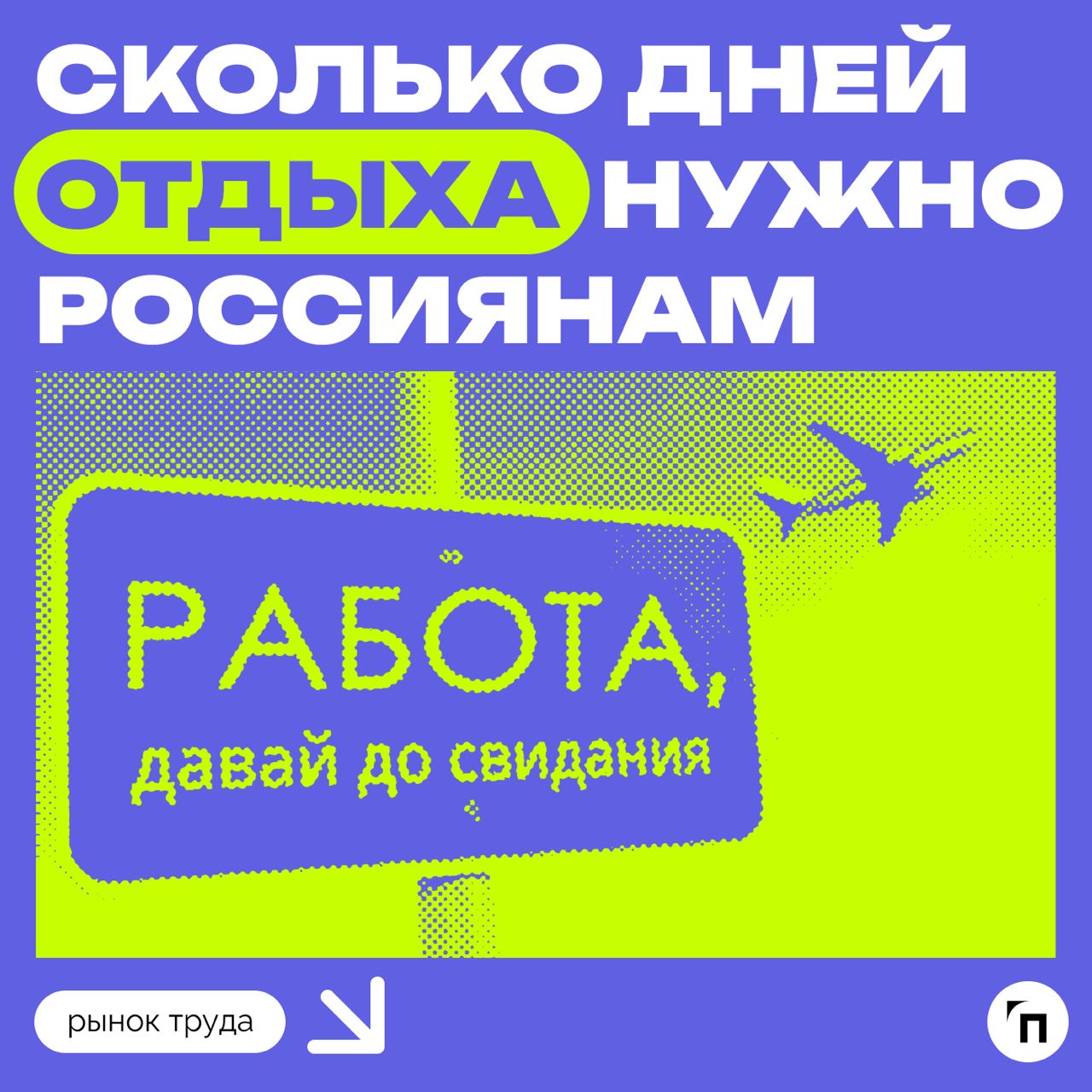 📊 Сколько дней отдыха нужно россиянам
Сервис «Работа.ру» провел исследование среди 3 500 пользователей со всей страны и выяснил, сколько дней отдыха нужно россиянам, чтобы восстановиться | Сетка — социальная сеть от hh.ru
