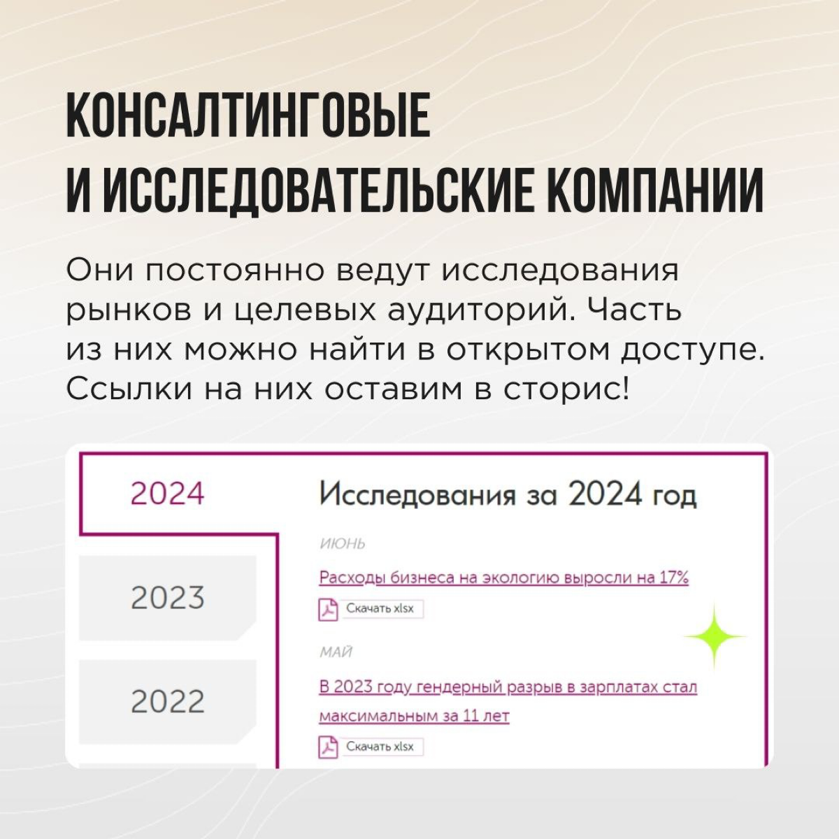 Знать свою ЦА и что ее сейчас волнует важно и нужно! Но где брать данные? 
💚 Ловите наши подсказки! Много общих данных, касающихся потребительского поведения, емкости рынка, анализа сильных и слабых с... | Сетка — социальная сеть от hh.ru