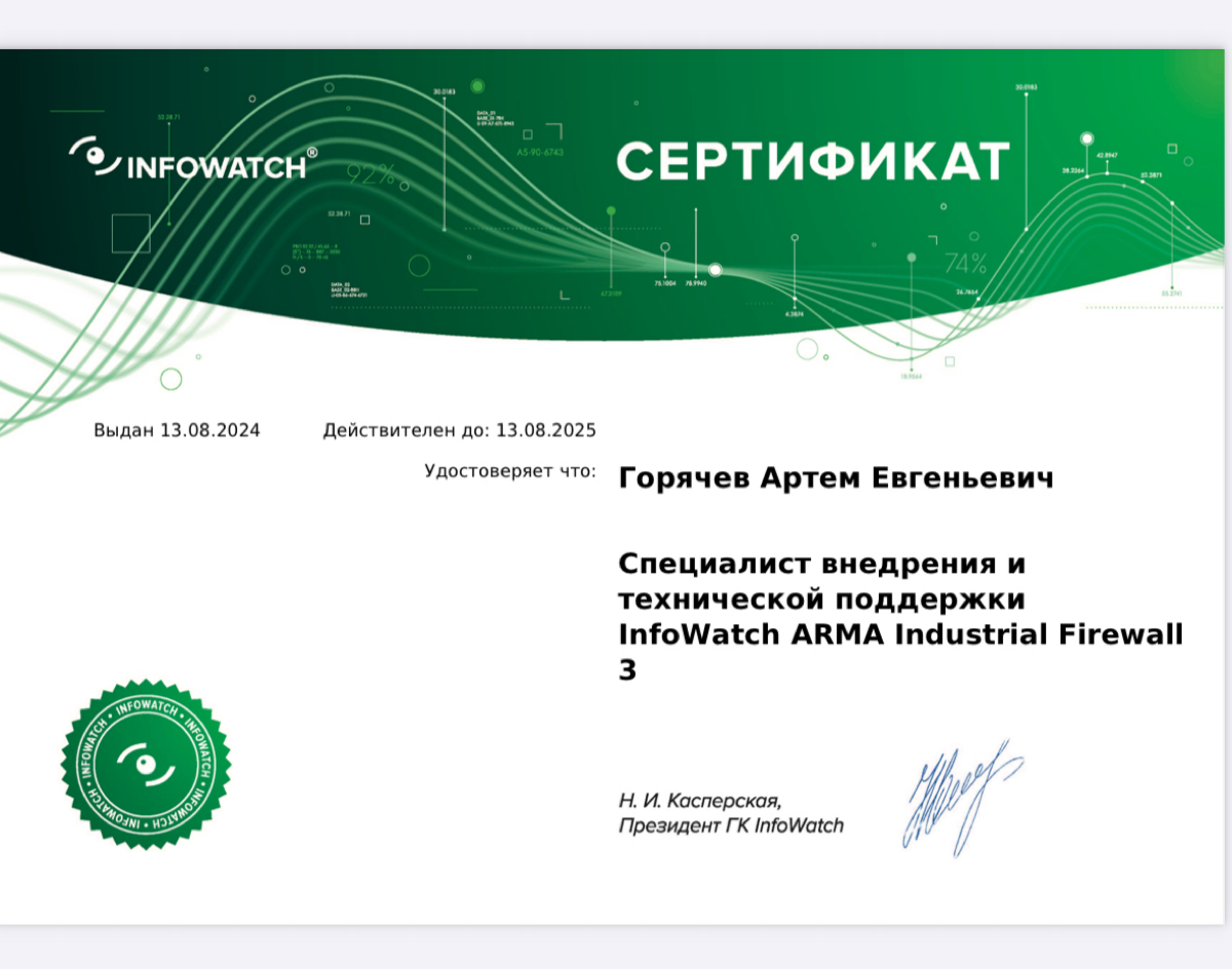 Очередной сертификат по NGFW, коих у меня уже штук 5 от разных вендоров😂
#infowatch #ngfw #arma #иб | Сетка — социальная сеть от hh.ru