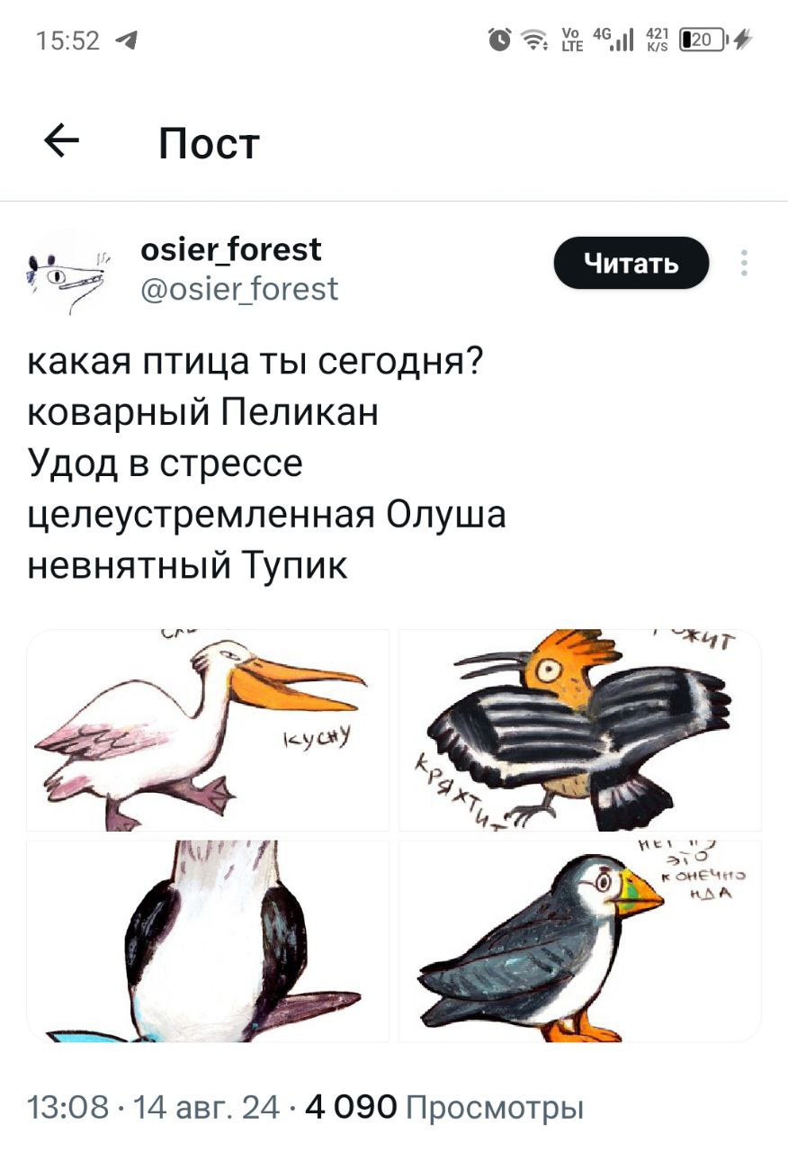 В твиттере показали 4 наших птичьих состояний на работе.
Муд на сегодня: удод в стрессе.
🍕зумеры любят пиццу? | Сетка — социальная сеть от hh.ru