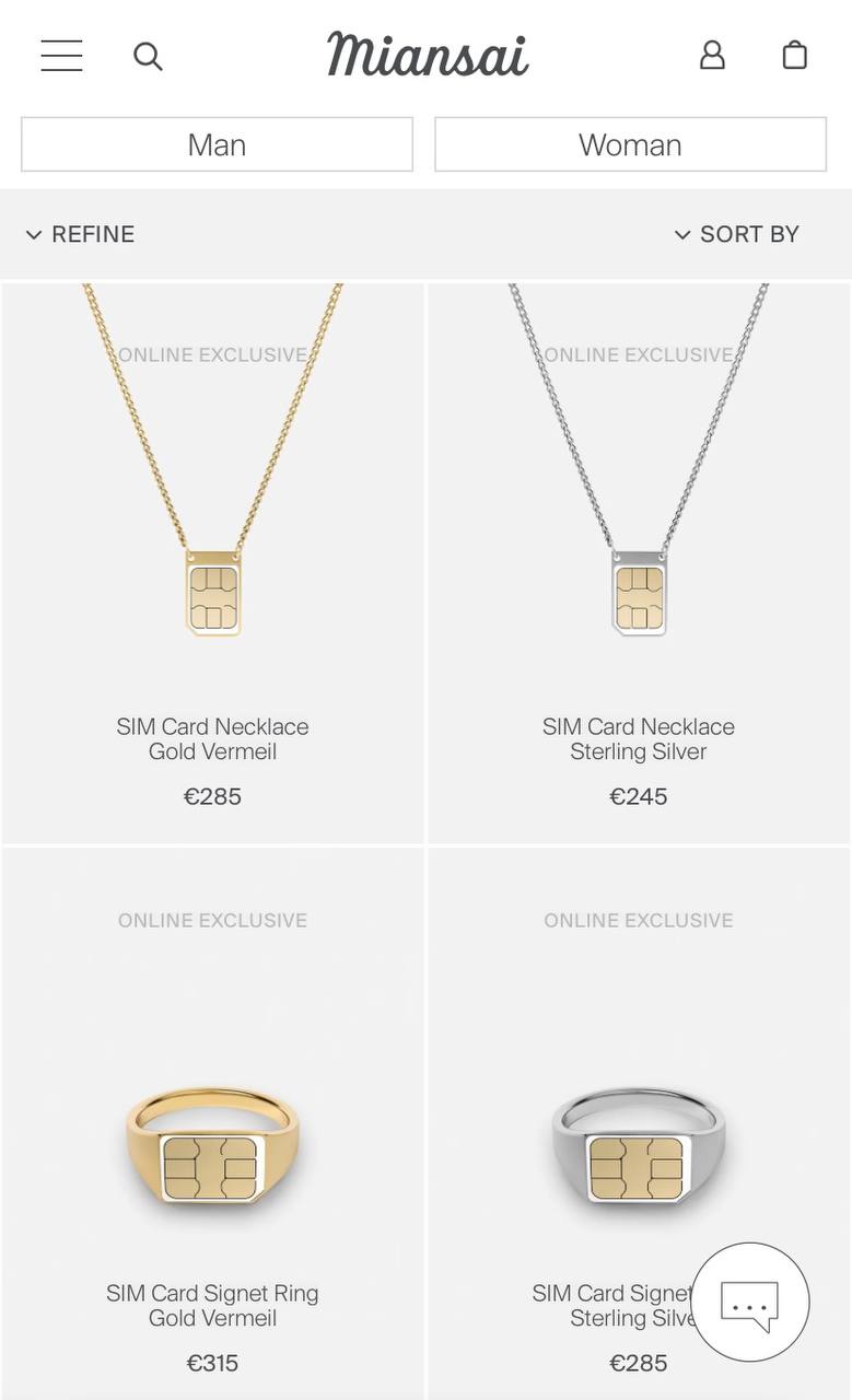 Минутка ювелирного сюра 💍 🌟 
Ювелирный бренд Miansai выпустил коллекцию украшений с использованием настоящих симкарт и камер от iPhone
Выглядит футуристично, я б купила | Сетка — социальная сеть от hh.ru