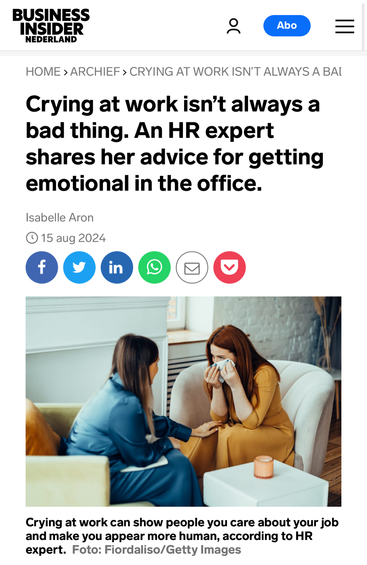 Плакать на работе — новый тренд. Business Insider пишет, что на рабочем месте плачут как минимум 45% сотрудников.
При этом руководство и эйчары совсем не против и даже за | Сетка — социальная сеть от hh.ru