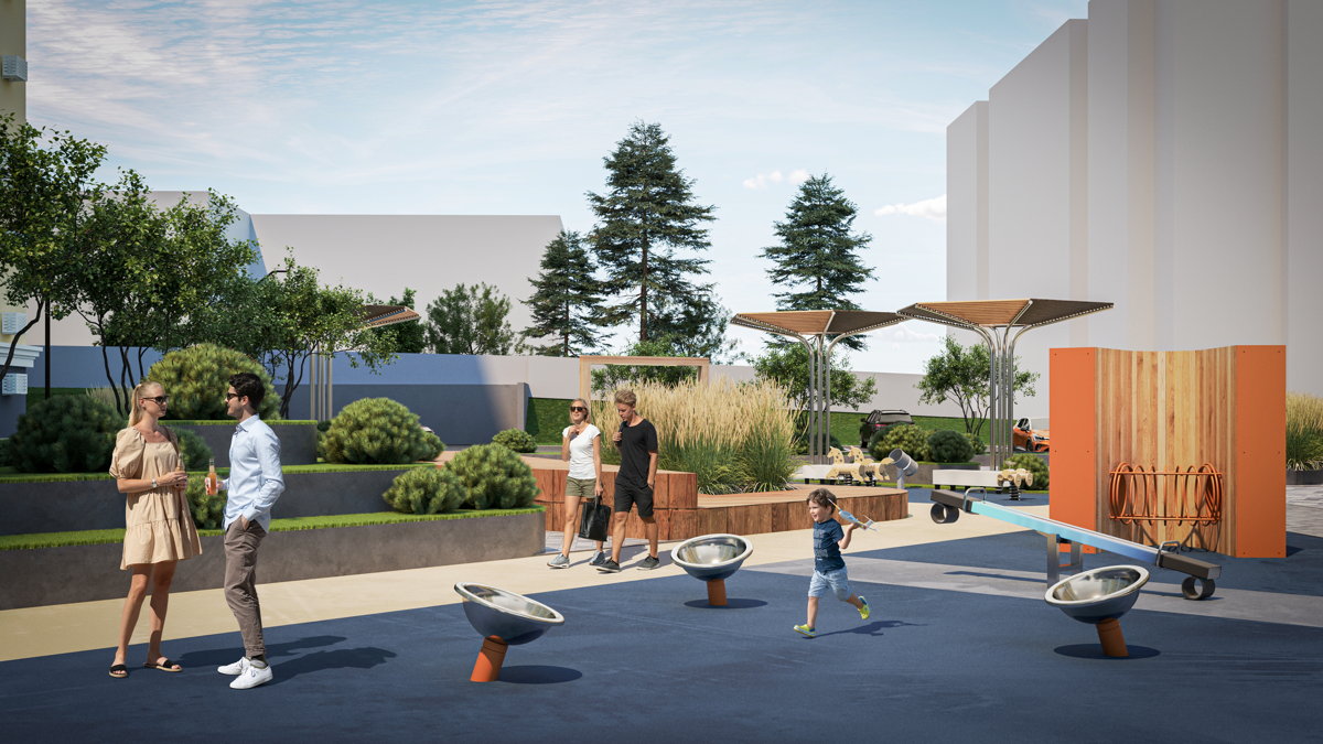 Разработка концепции благоустройства жилого комплекса в Самаре, его моделирование и визуализация с последующей пост-обработкой | Сетка — социальная сеть от hh.ru