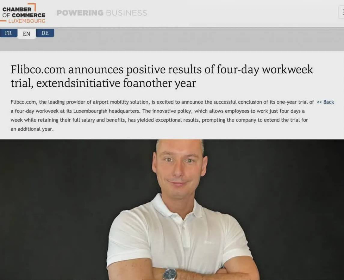 Наша любимая рубрика — новости о четырёхдневной рабочей неделе:
Компания из Люксембурга выяснила, что четырехдневка — самый эффективный график. Год назад сотрудники начали эксперимент | Сетка — социальная сеть от hh.ru