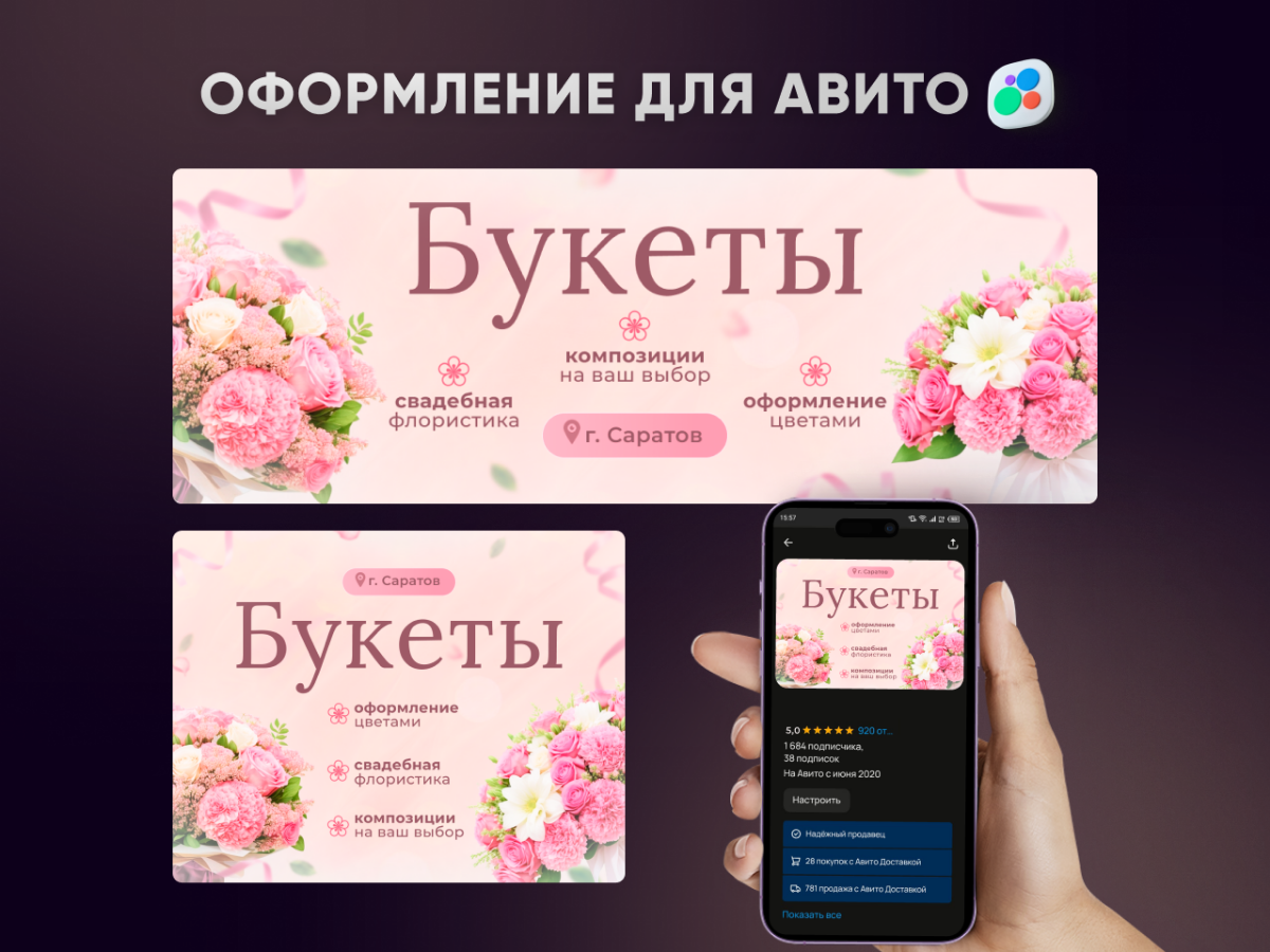 Оформление для профиля на Авито. Выполнена обложка для ПК и адаптация под мобильную обложку. | Сетка — социальная сеть от hh.ru
