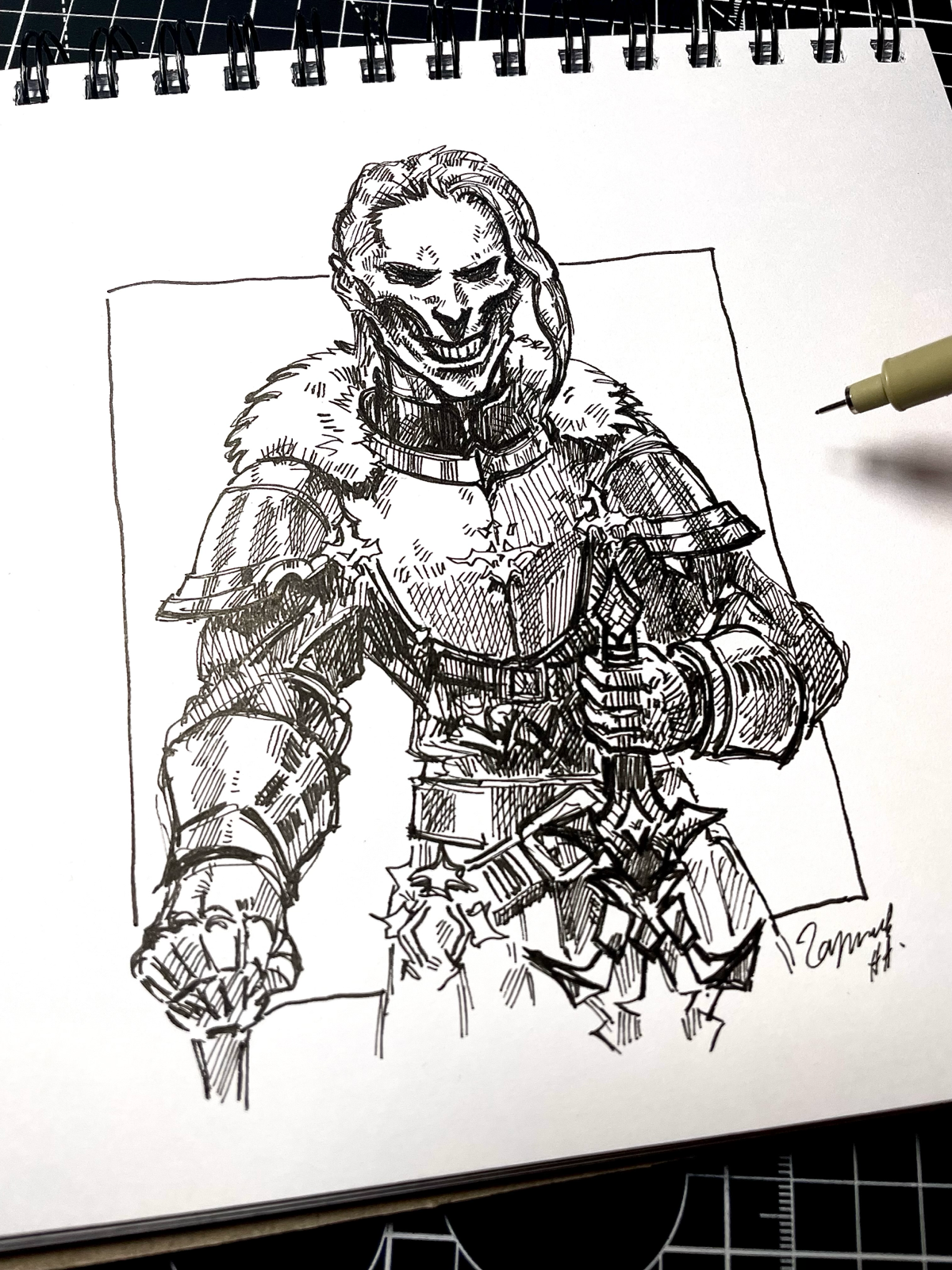 Сетчане, а вот и рисунок дня 🃏
#сетка давай без рофлов на 4 просмотра. Старался, чернила израсходовал. 😮‍💨🖊️
#рисунокдня #концептарт #традишка #скетчбук | Сетка — социальная сеть от hh.ru