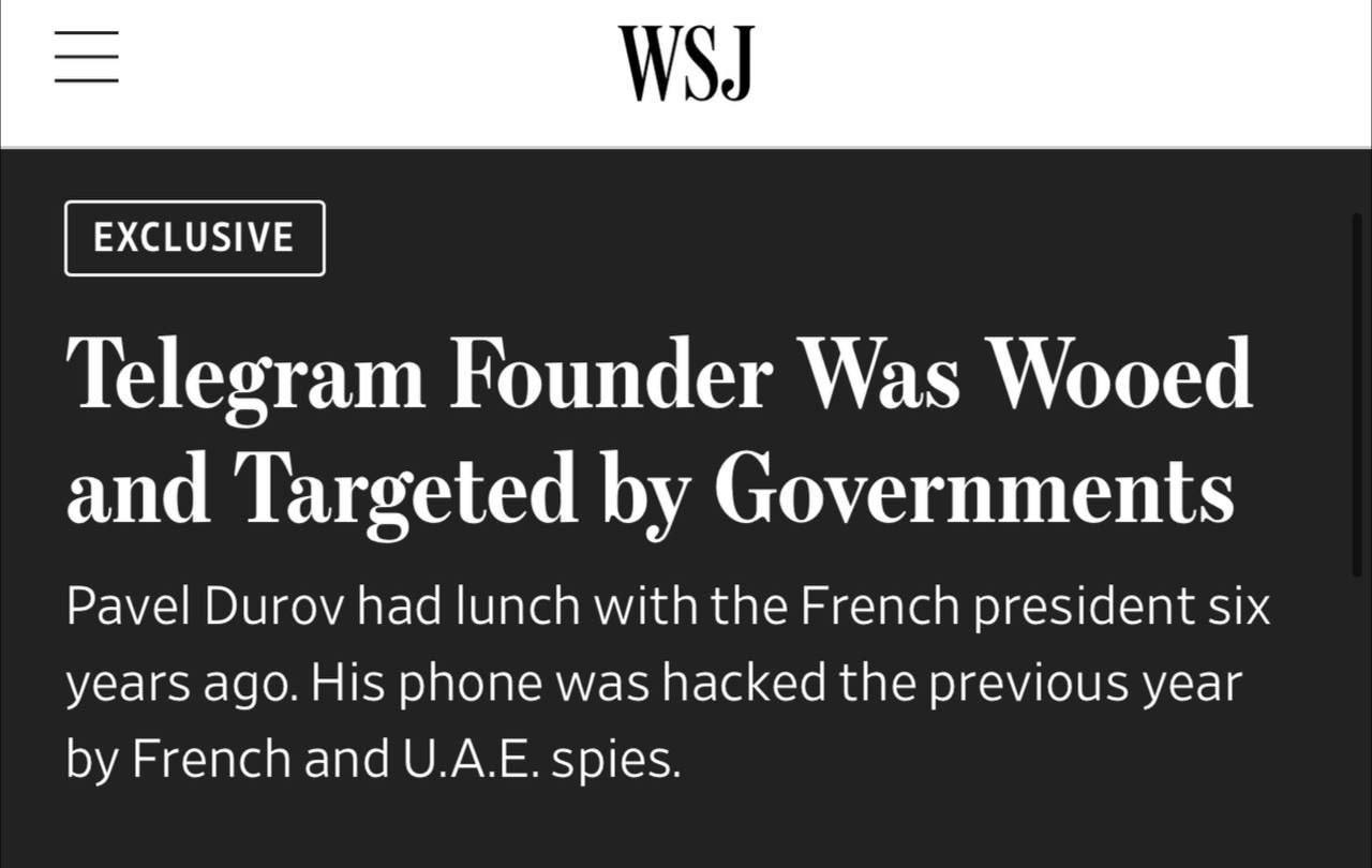 ⭐️Спецслужбы Франции и ОАЭ взломали телефон Дурова в 2017 году — The Wall Street Journal
▪️Операция под названием «Пурпурная музыка» прошла на фоне «крайней обеспокоенности» Франции тем, что ИГИЛ испо... | Сетка — социальная сеть от hh.ru
