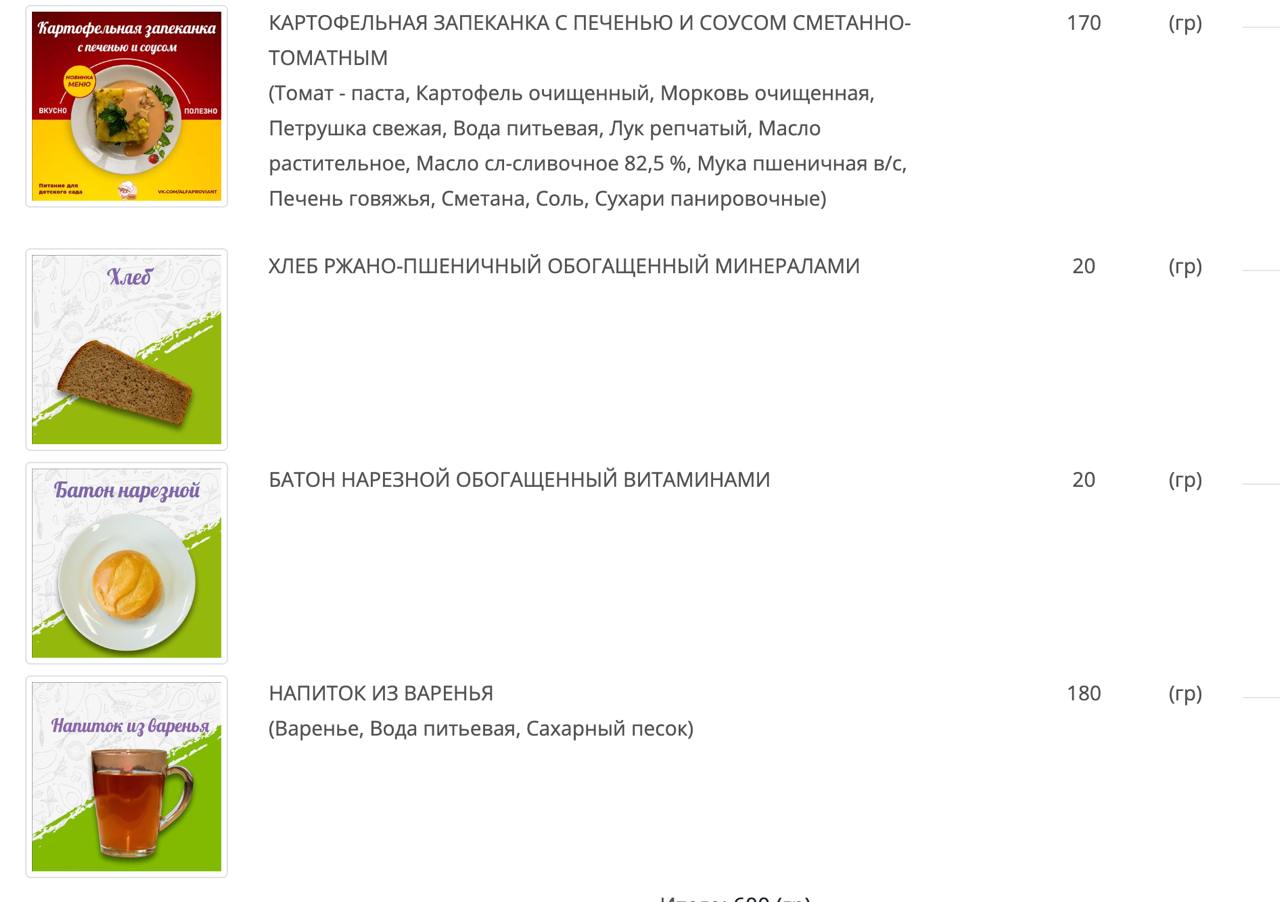 Решил посмотреть, чем кормят детей в детсаде. Дизайн имеется, а есть не хочется 😔 
И вообще интересно, как по-разному оформляют карточку хлеба. | Сетка — социальная сеть от hh.ru