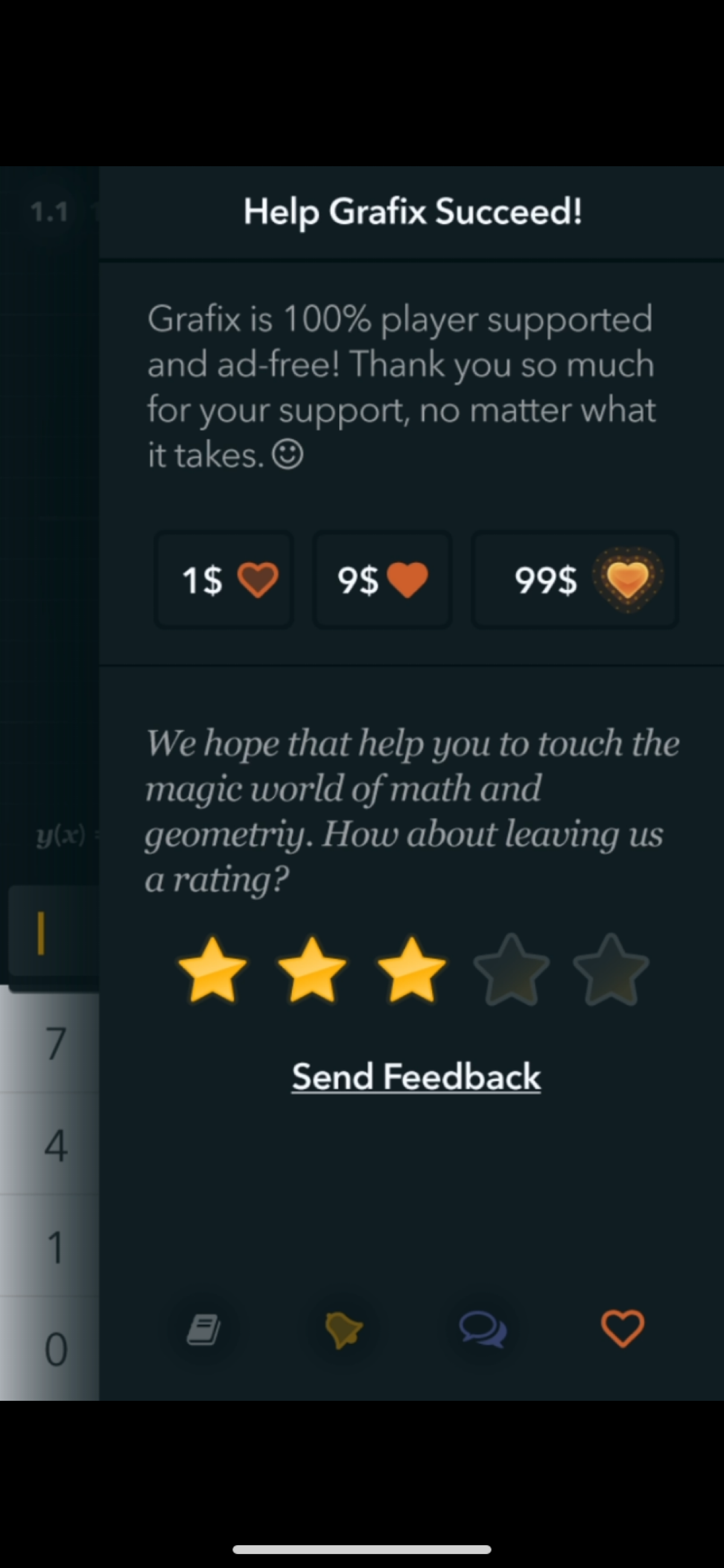 Концепт обучающего приложения о функциях и графиках и математике 
https://projects.invisionapp.com/share/FHR84UPQWRX 
Преимущества:
1 | Сетка — социальная сеть от hh.ru