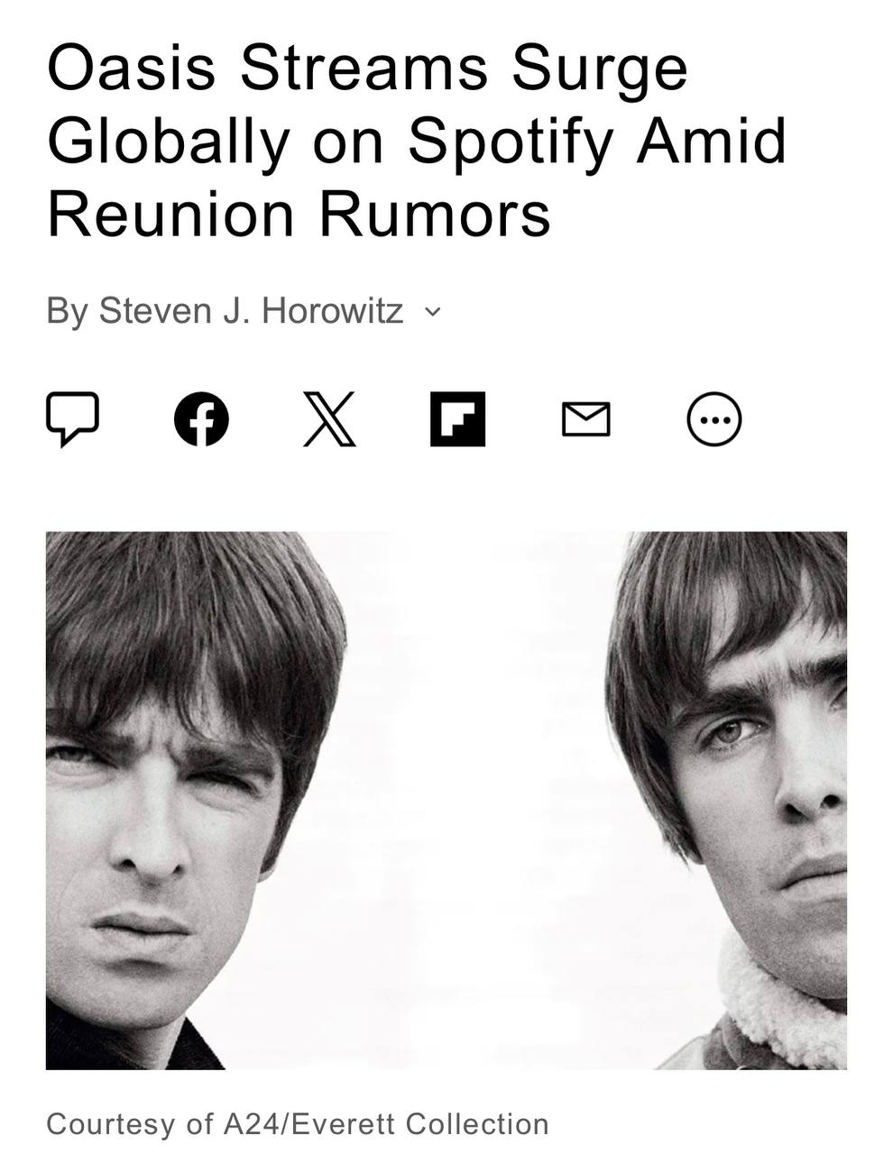 Прослушивания песен Oasis взлетели на 160% после их камбэка. Братья Ноэль и Лиам Галлахер помирились спустя 15 лет, следующим летом они отправятся в турне из 17 концертов | Сетка — социальная сеть от hh.ru