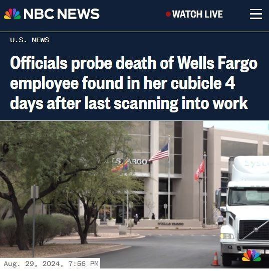 😱 В США работница банка умерла на рабочем месте, но это заметили через 4 дня
Женщина скончалась в офисе, в своей личной кабинке | Сетка — социальная сеть от hh.ru