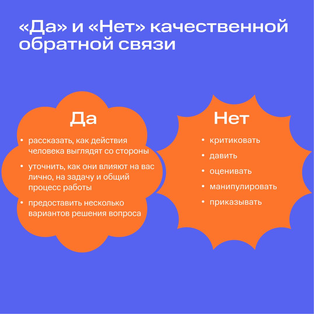 Она нужна вам, она нужна нам, она нужна всем 👀
Обратная связь!
Статистика говорит, что в 40% случаев фидбэк увеличивает производительность человека, но в 60% — ухудшает её. А виной тому — форма подачи | Сетка — социальная сеть от hh.ru