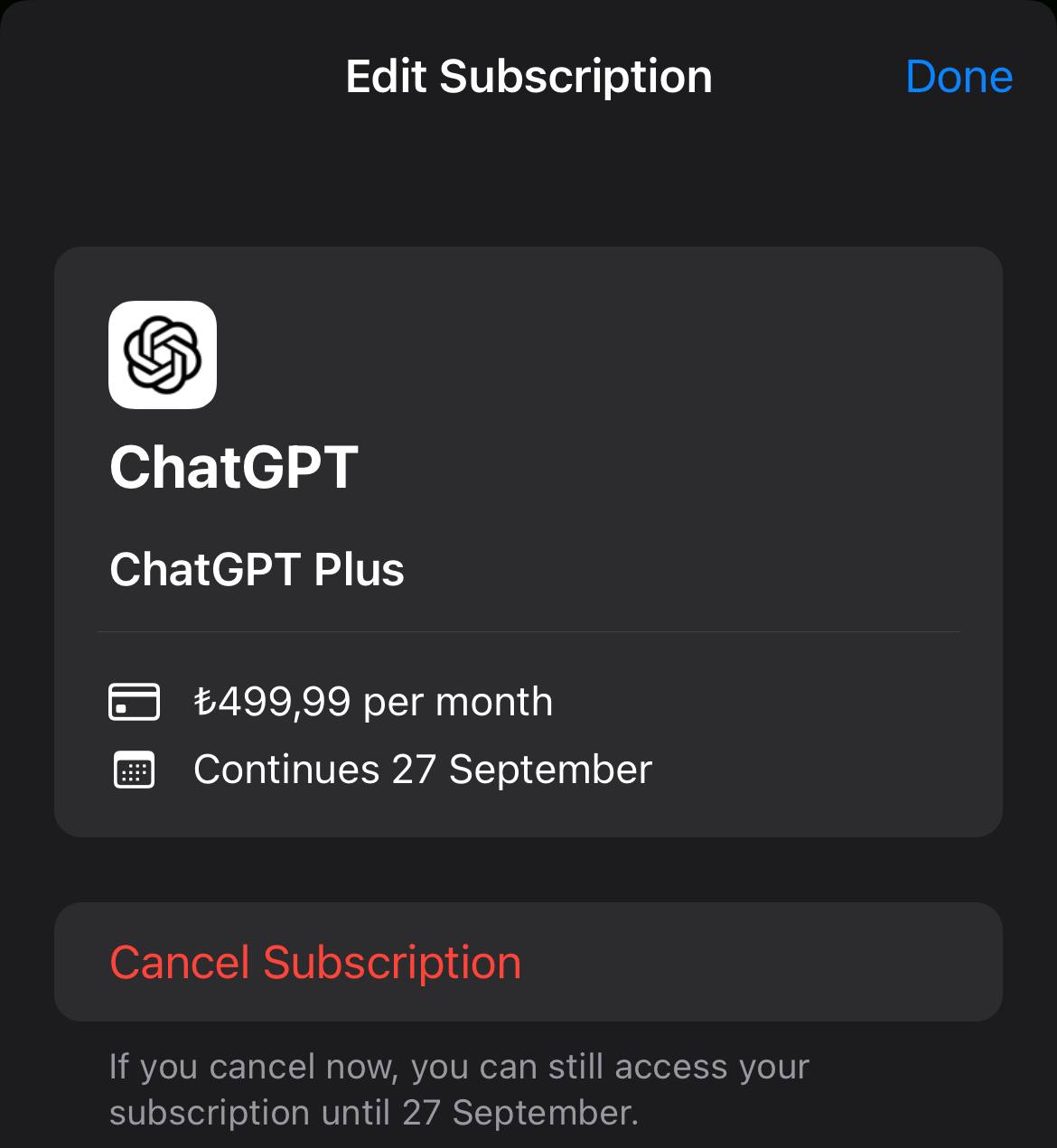 Вдруг вы тоже не знали как продлить подписку на ChatGPT меньше, чем за $20
Если вы (как и я) ежемесячно продлеваете ChatGPT Plus в лирах, то в мобильном приложение это можно сделать по фиксированной ц... | Сетка — социальная сеть от hh.ru