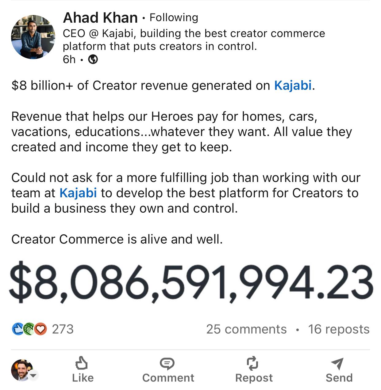 Ачивка дня у Kajabi, платформы для продажи курсов | Сетка — социальная сеть от hh.ru