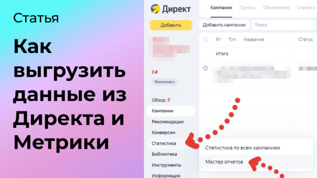 Как выгрузить данные из Директа и Метрики. Пример инструкции | Сетка — социальная сеть от hh.ru