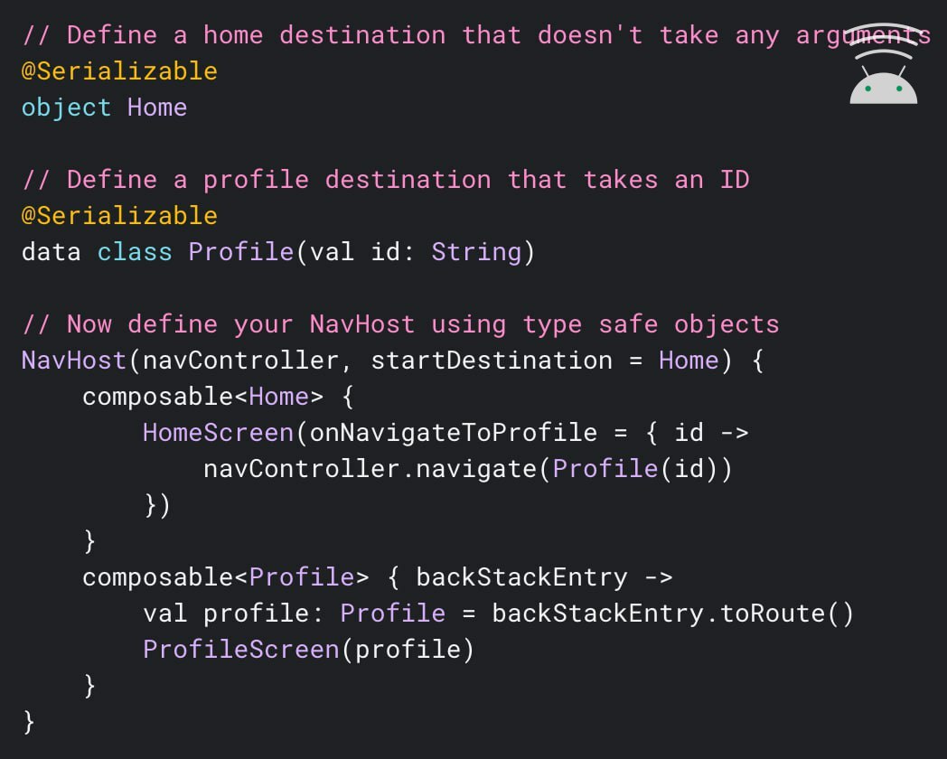 Вышла стабильная Jetpack Navigation 2.8.0. Главное нововведение типобезопасная навигация для Compose 🔥
Что еще:
👉 Поддержка Predictive Back жеста
👉 Новый артифакт navigation-fragment-compose | Сетка — социальная сеть от hh.ru